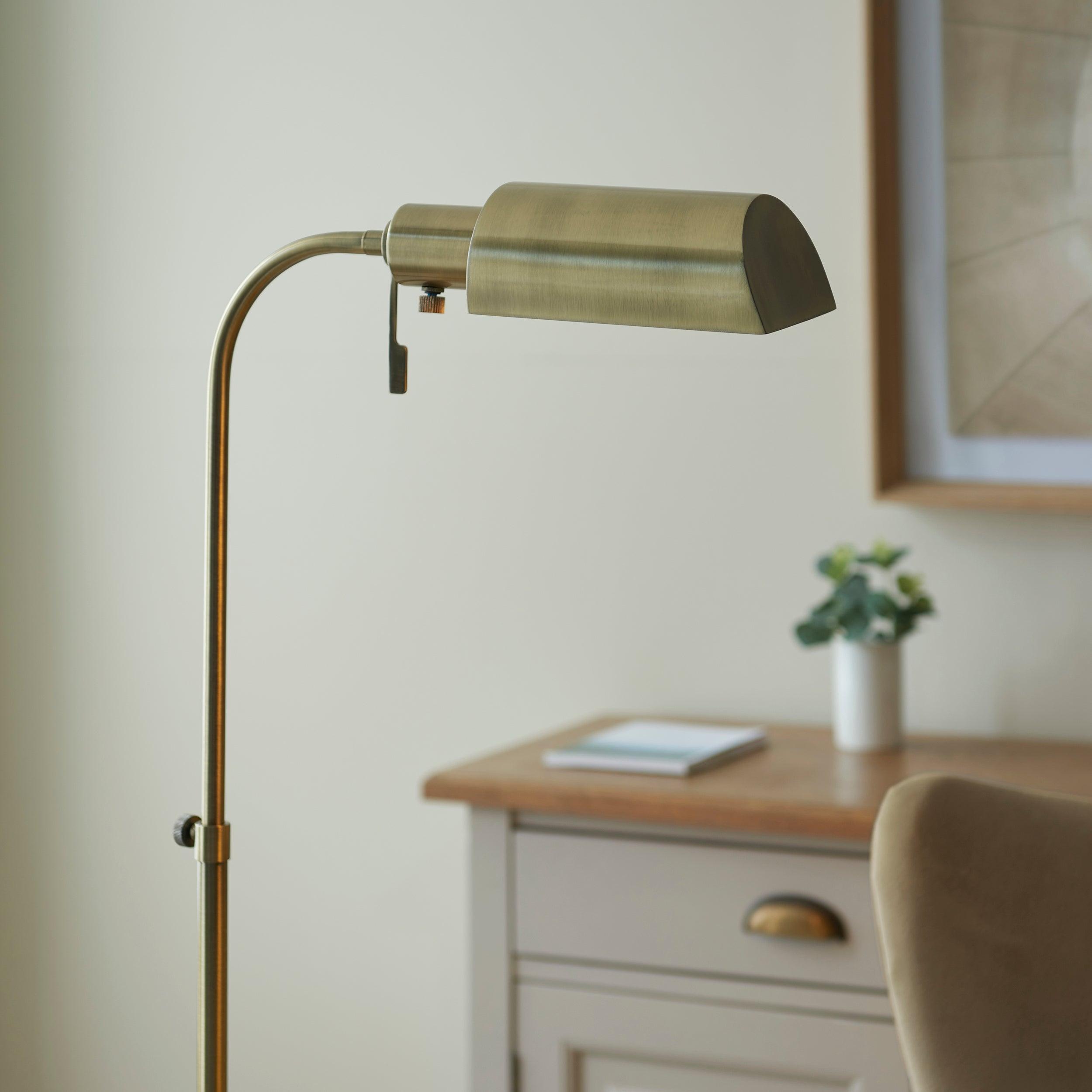 Pharmacy Reader Antique Brass Floor Lamp