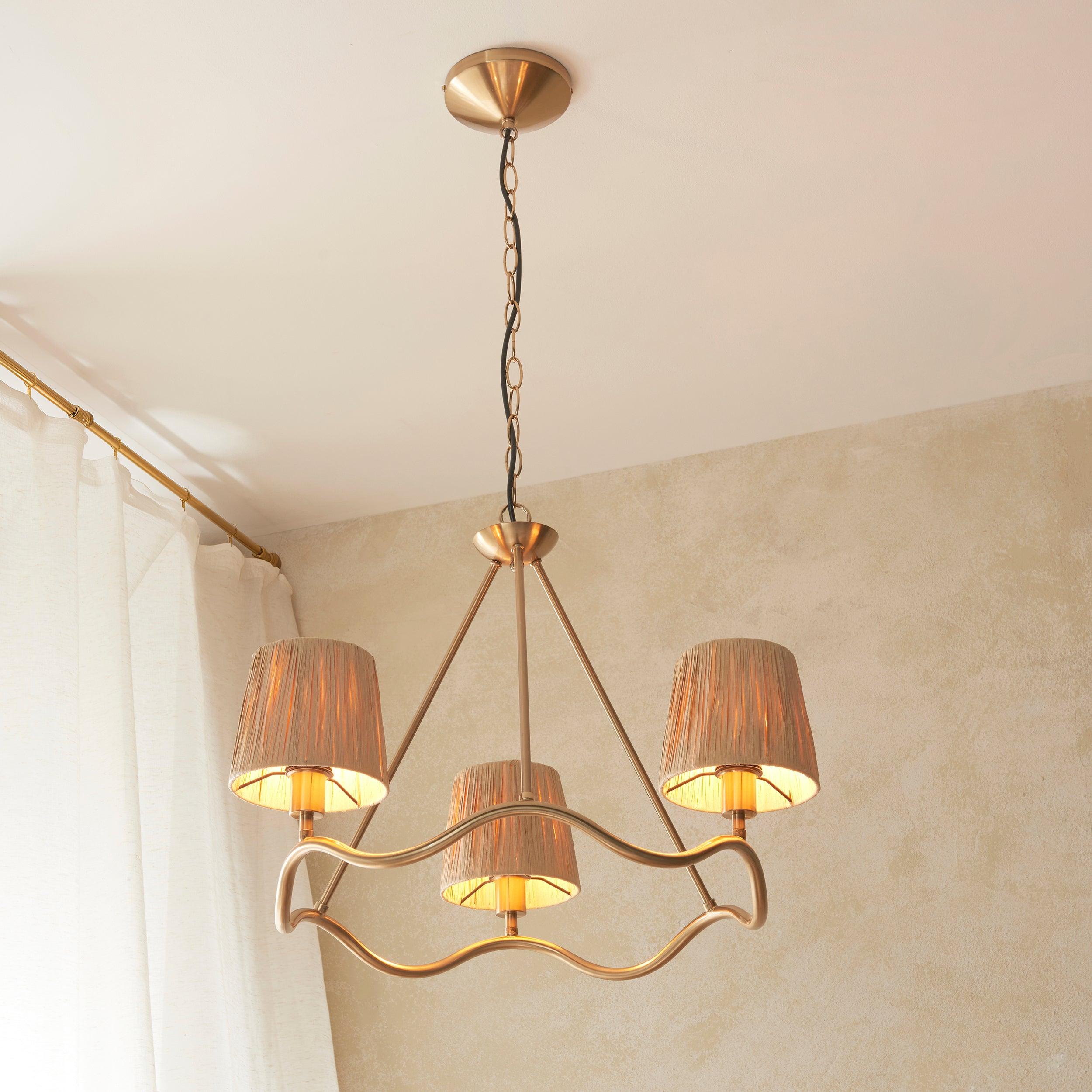 Wriggle Brass 3 Light Pendant