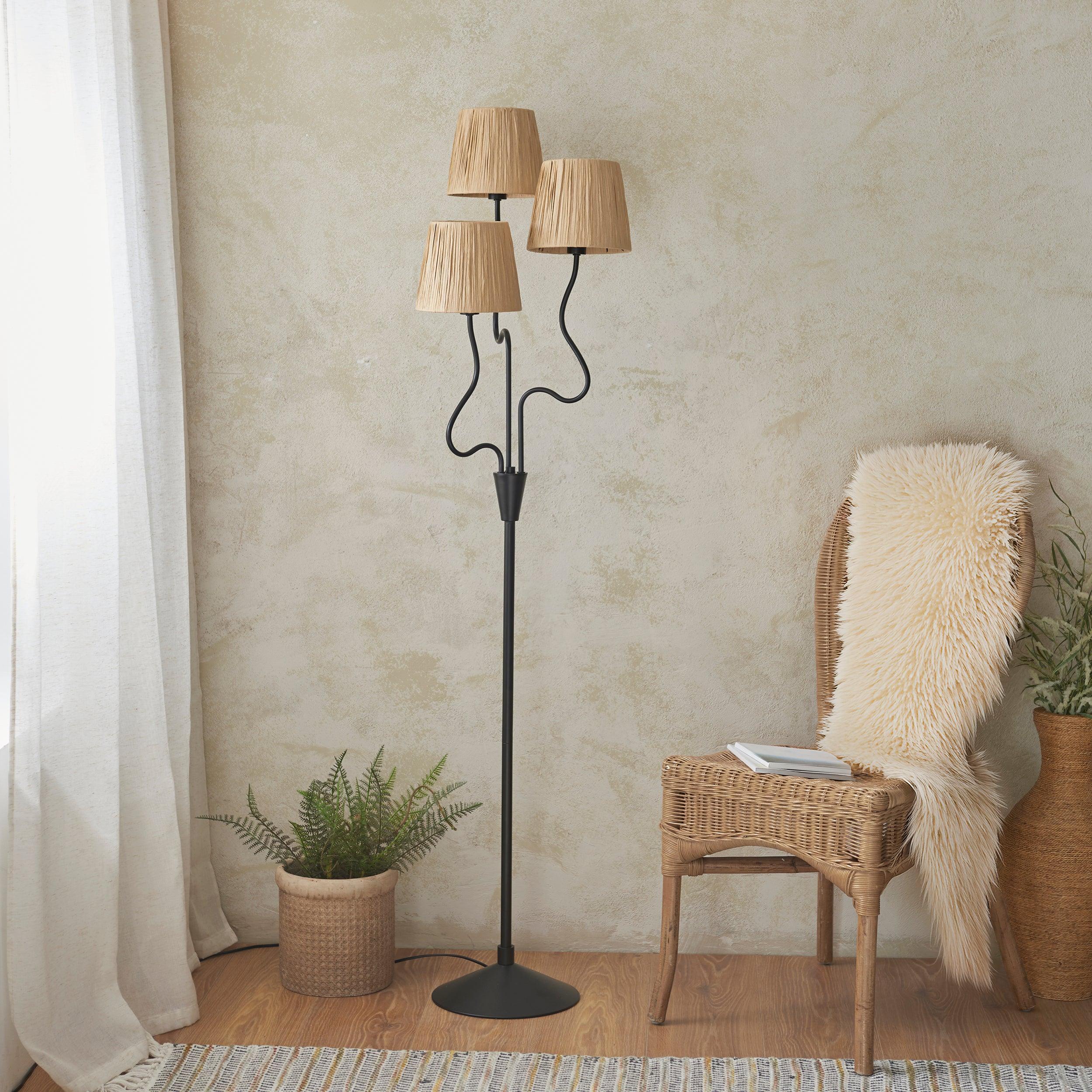 Wriggle 3 Light Black Floor Lamp