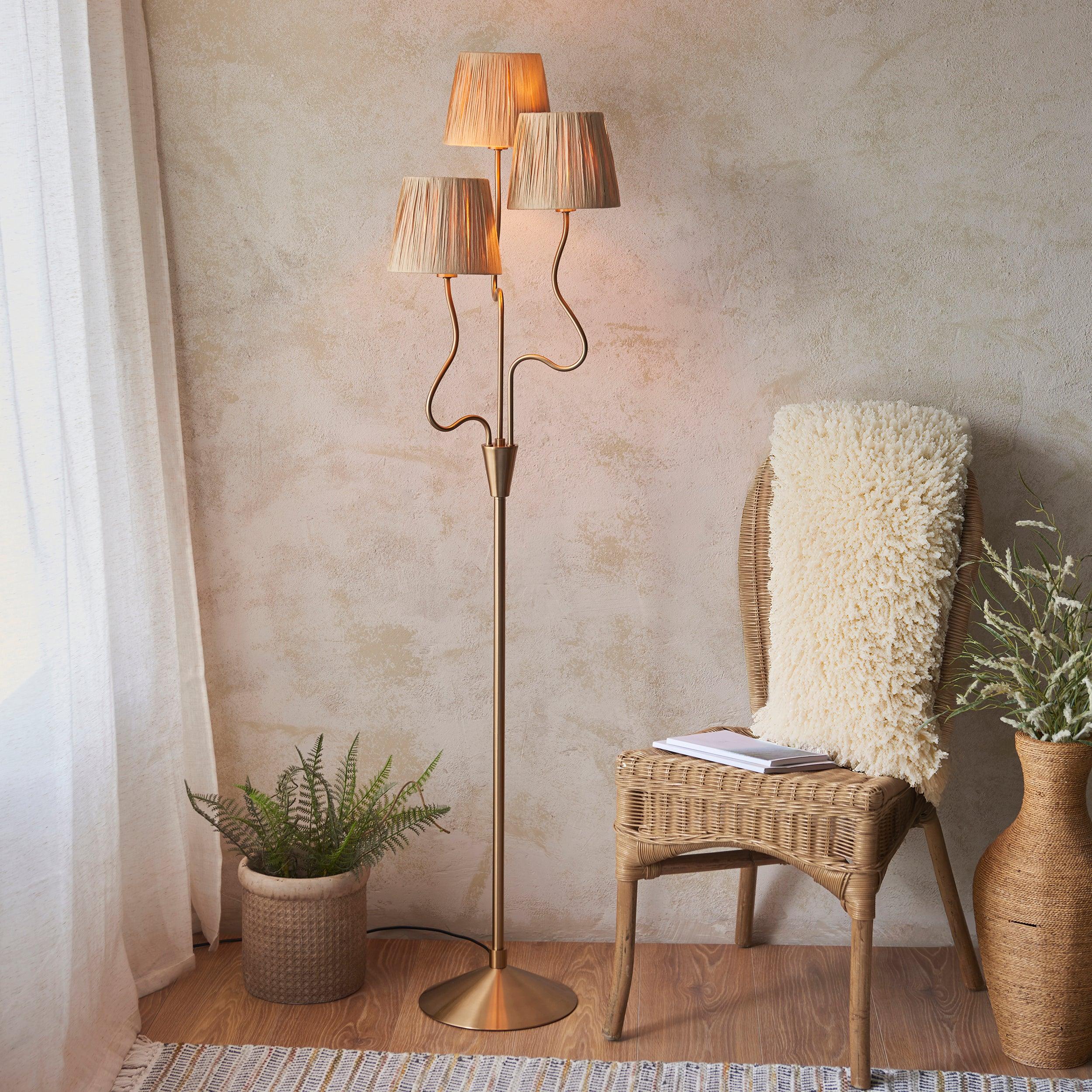 Wriggle 3 Light Brass Floor Lamp