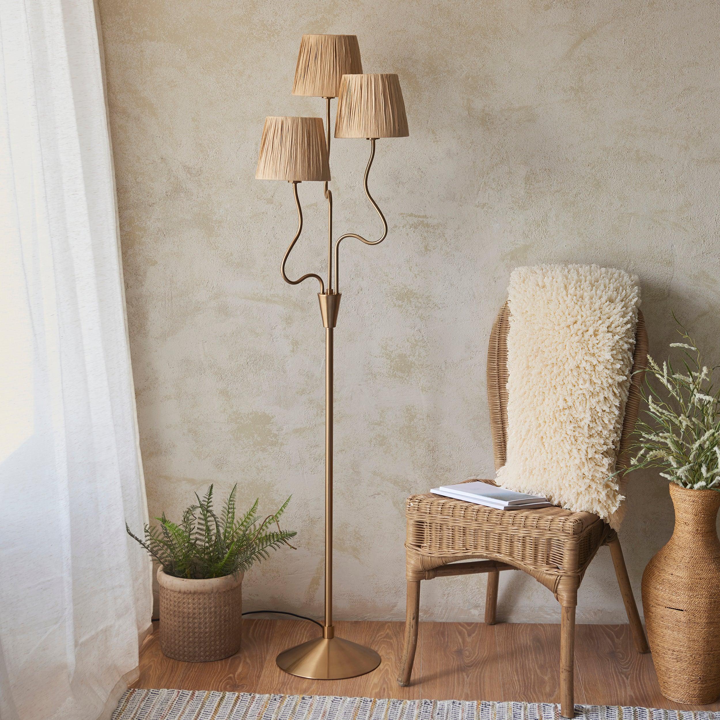 Wriggle 3 Light Brass Floor Lamp