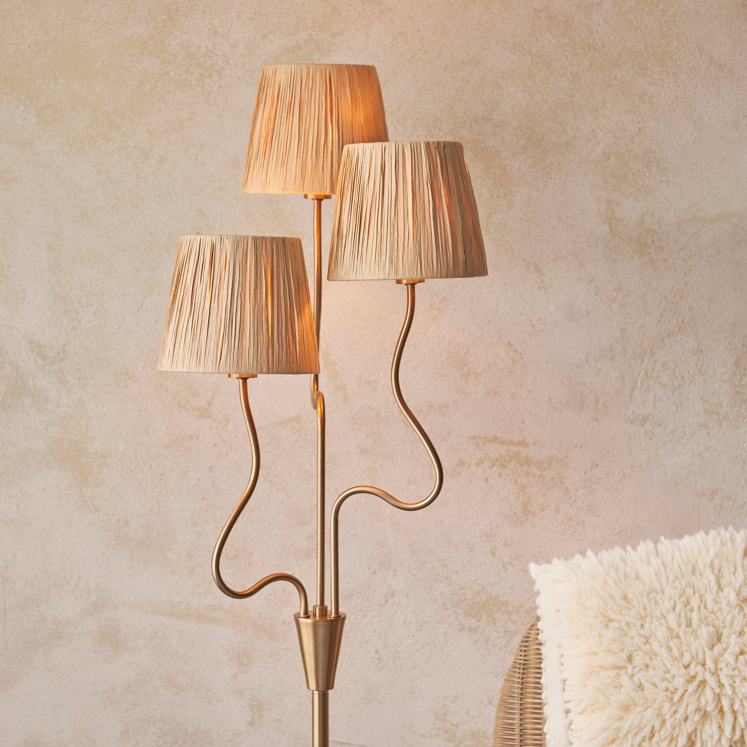 Wriggle 3 Light Brass Floor Lamp