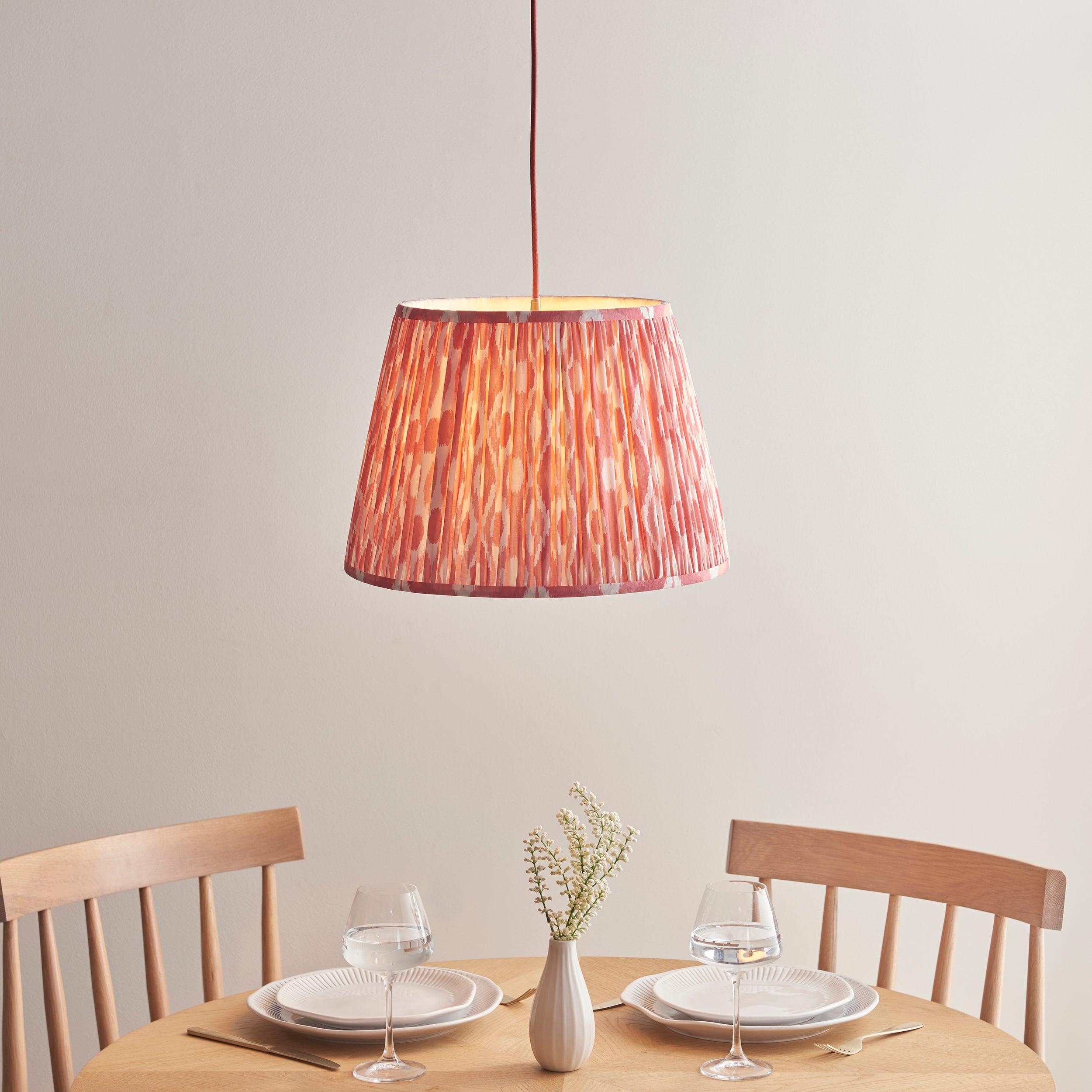 Eltham Red Braided Ceiling Pendant Light With Pink 40cm Ikat Shade