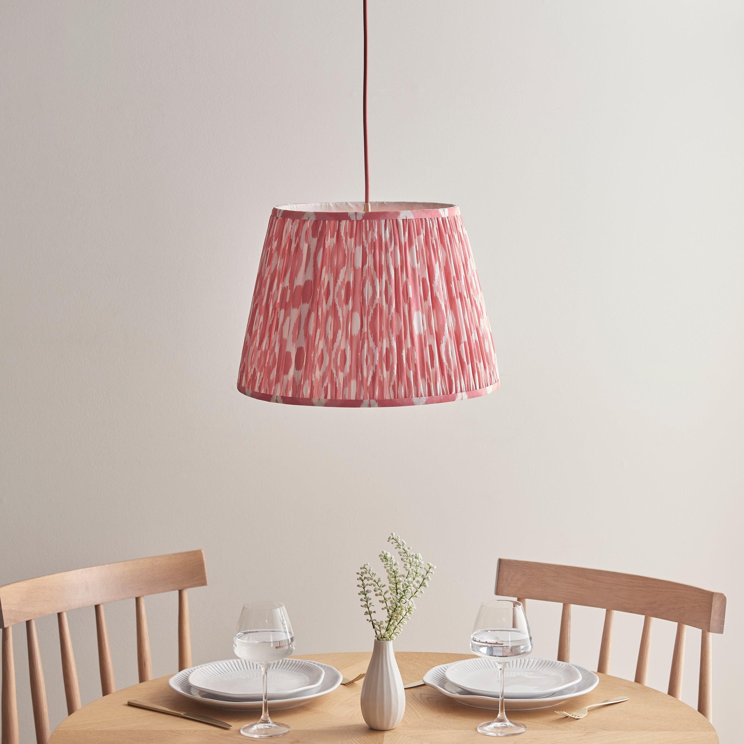 Eltham Red Braided Ceiling Pendant Light With Pink 40cm Ikat Shade