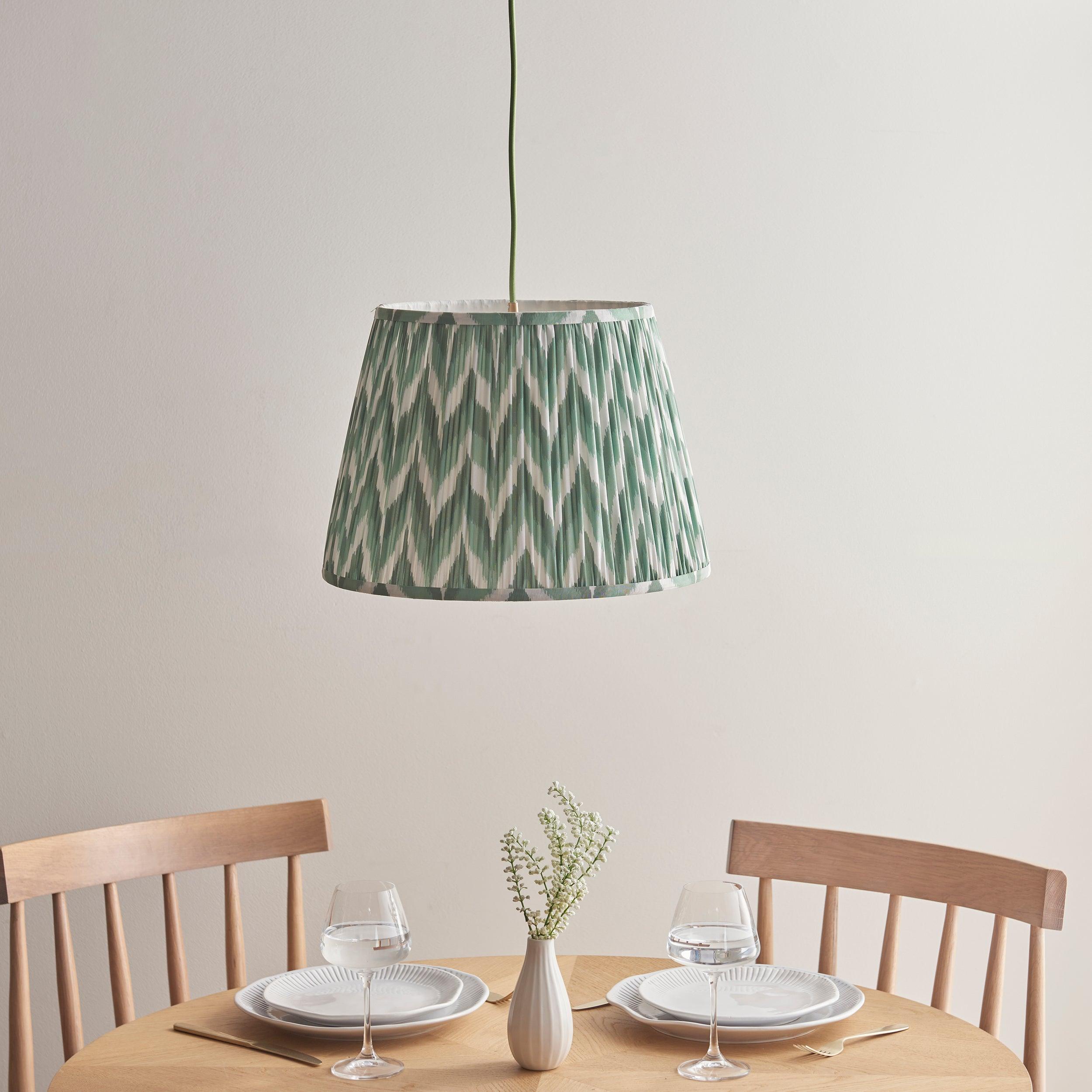 Eltham Green Braided Ceiling Pendant Light With Green 40cm ZigZag Shade