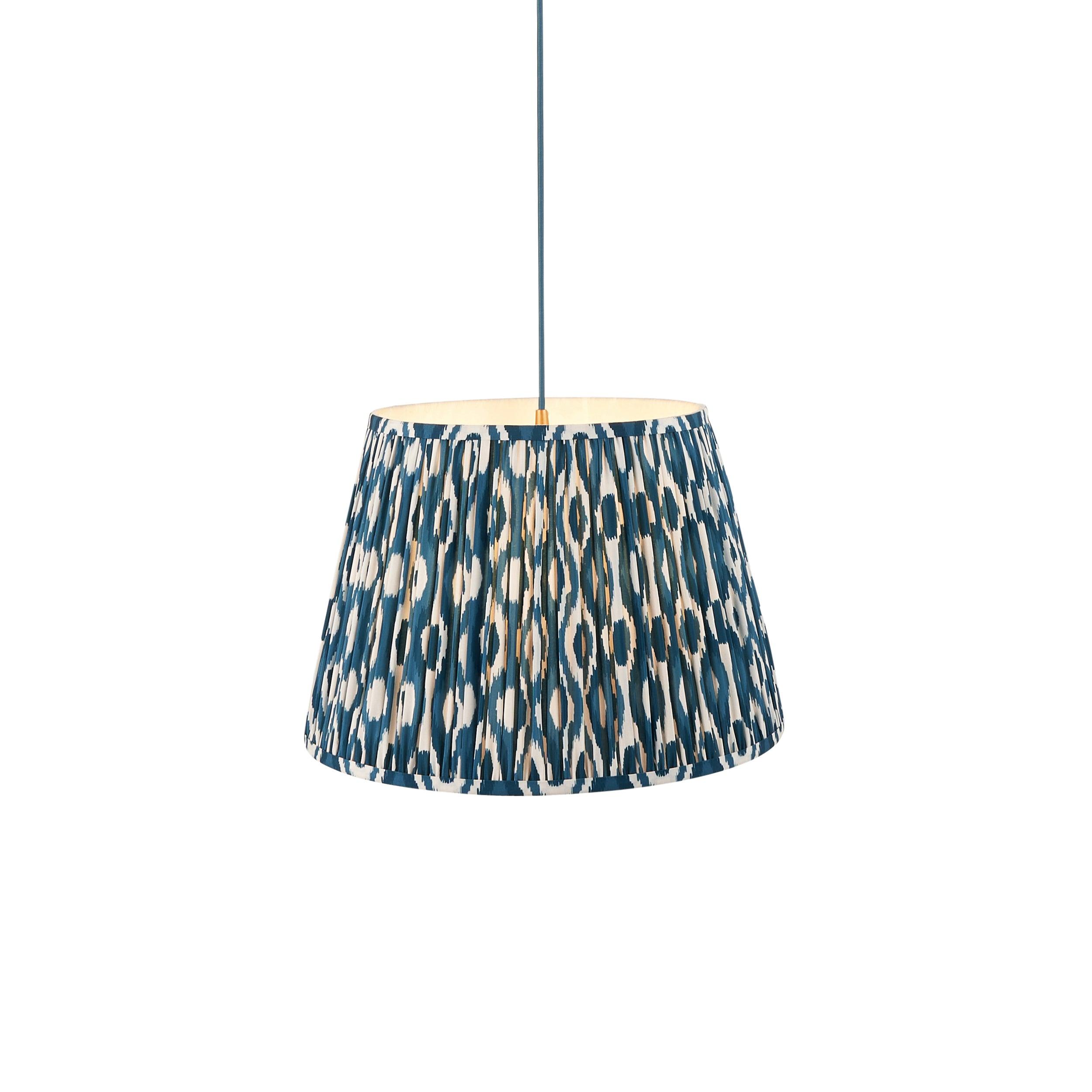 Eltham Blue Braided Ceiling Pendant Light With Blue 40cm Ikat Shade