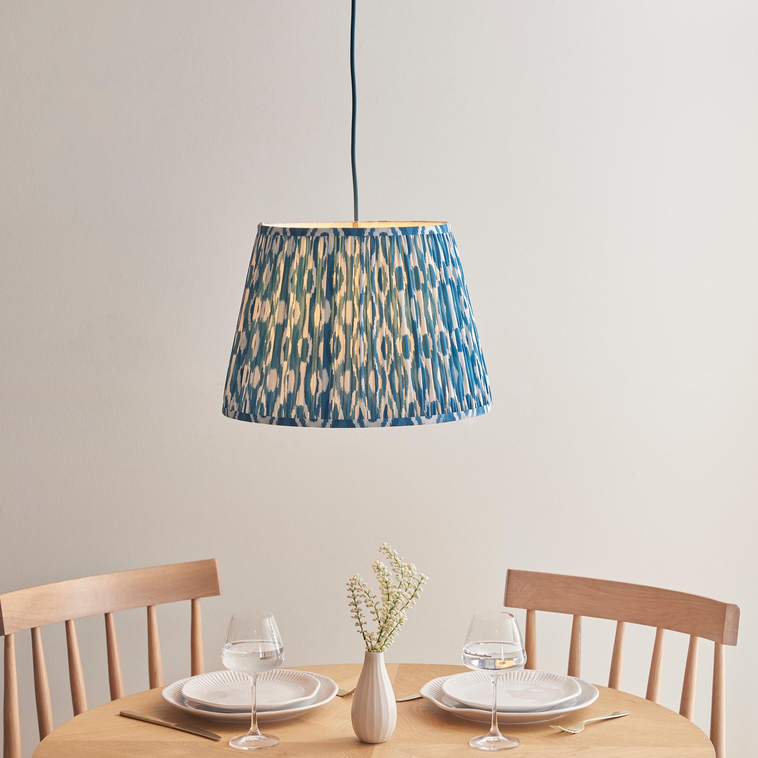 Eltham Blue Braided Ceiling Pendant Light With Blue 40cm Ikat Shade