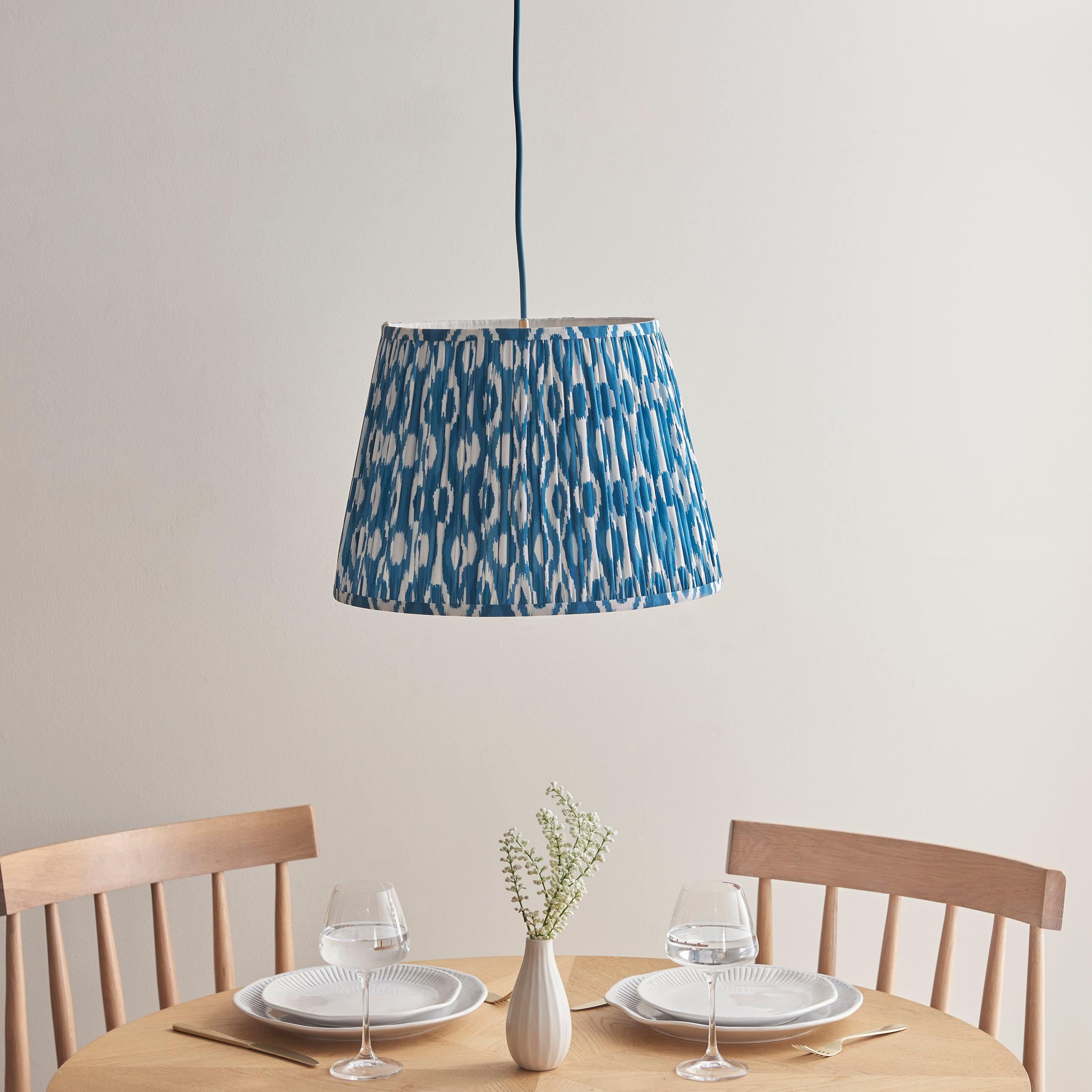Eltham Blue Braided Ceiling Pendant Light With Blue 40cm Ikat Shade