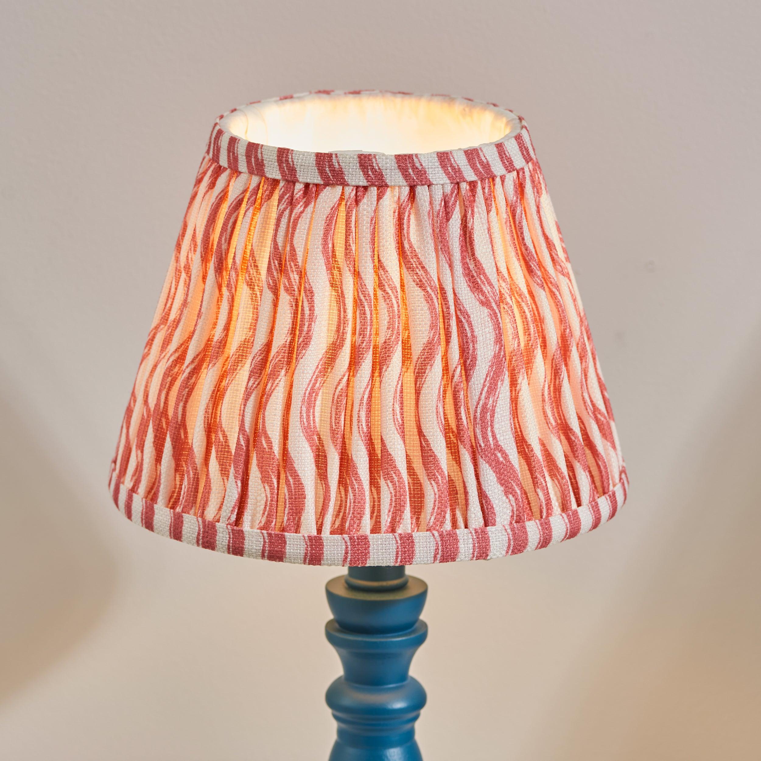 Bibury Blue Table Lamp & Ripple 20cm Coral Pink Shade