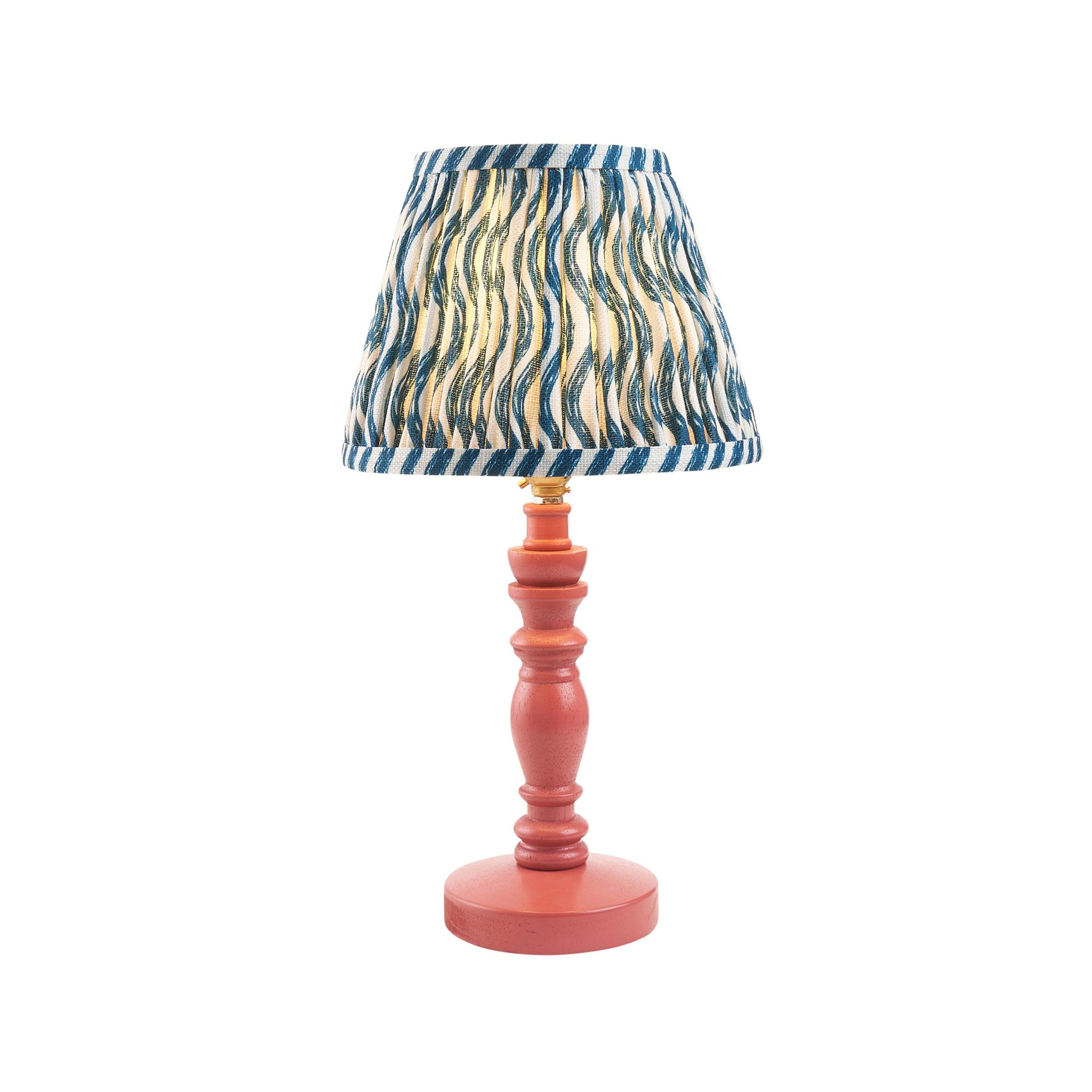 Bibury Pink Table Lamp & Ripple 20cm Marlin Blue Shade