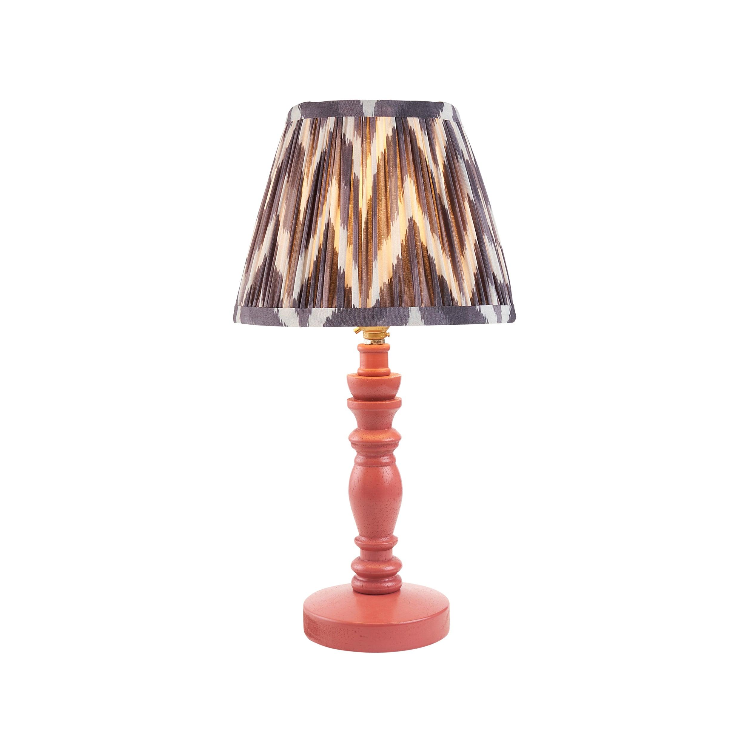 Bibury Pink Table Lamp & Zigzag 20cm Pearl Grey Shade