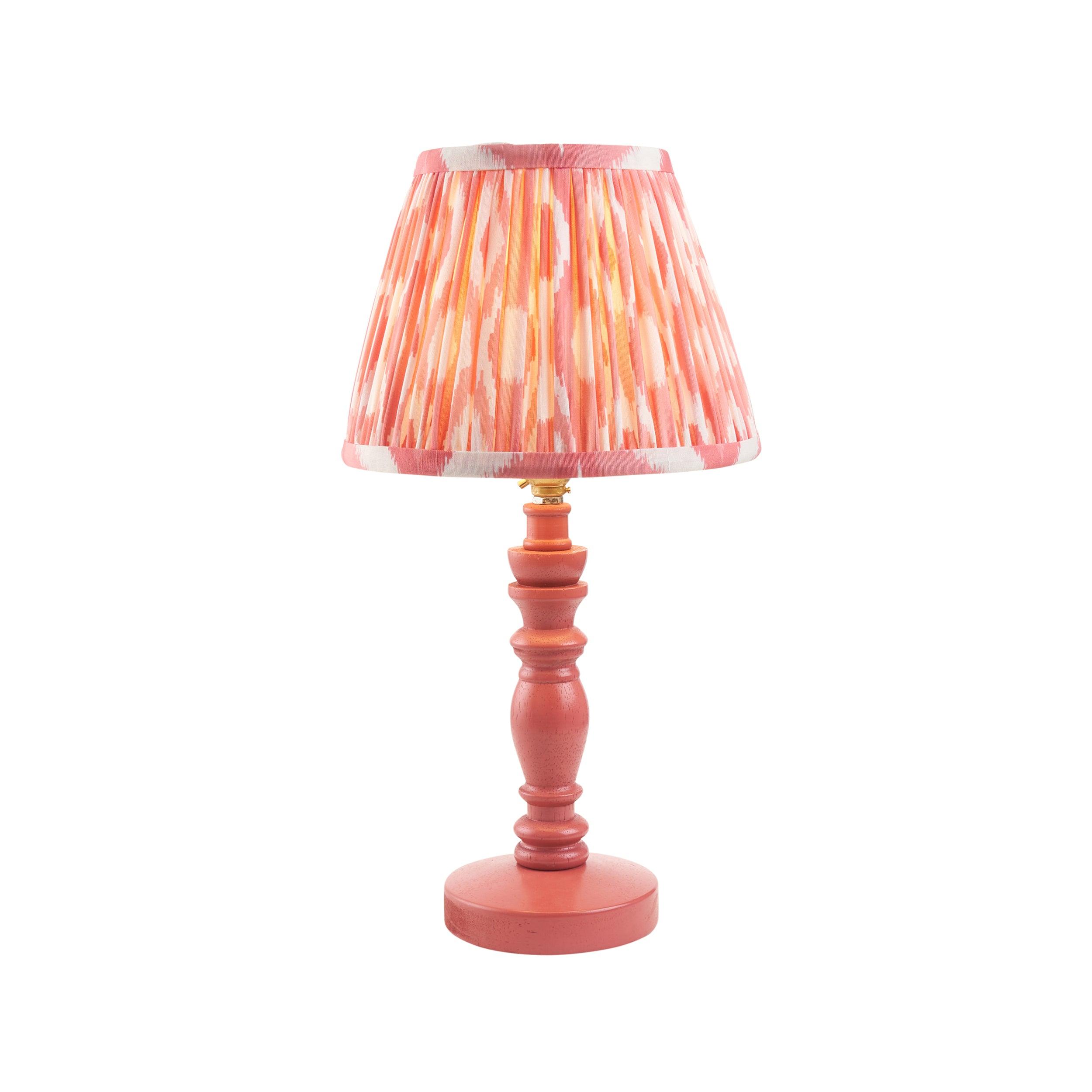 Bibury Pink Table Lamp & Ikat 20cm Coral Pink Shade