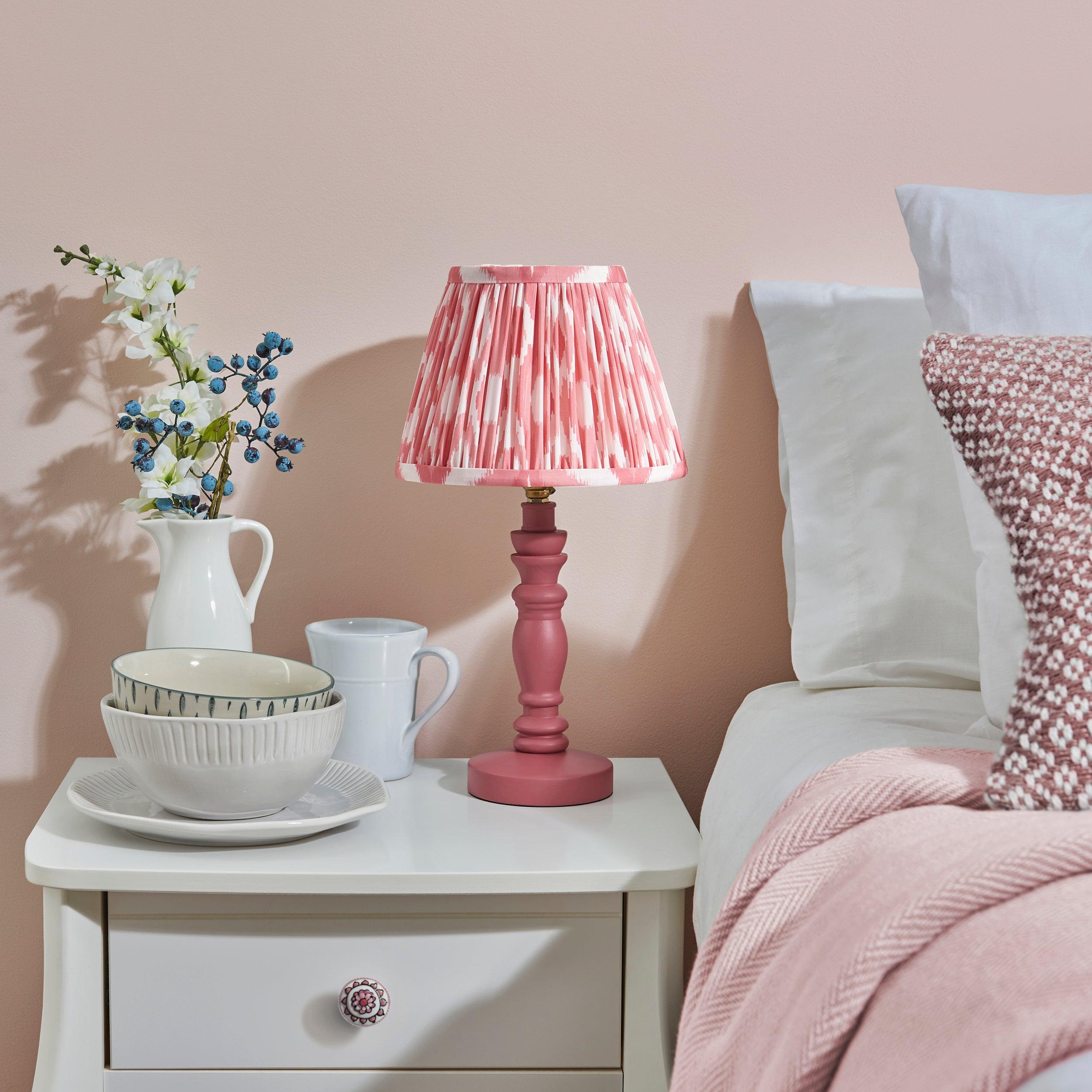 Bibury Pink Table Lamp & Ikat 20cm Coral Pink Shade
