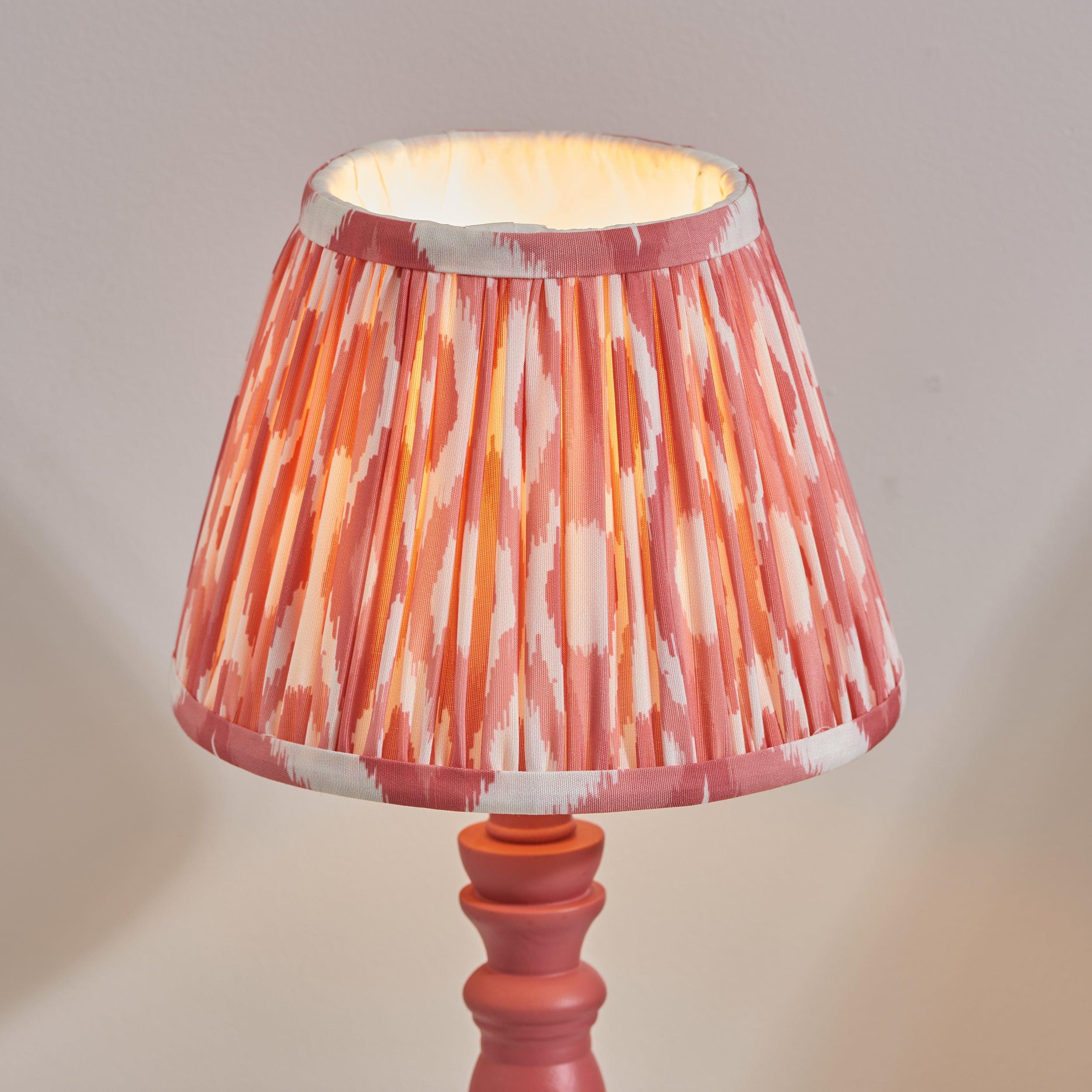 Bibury Pink Table Lamp & Ikat 20cm Coral Pink Shade