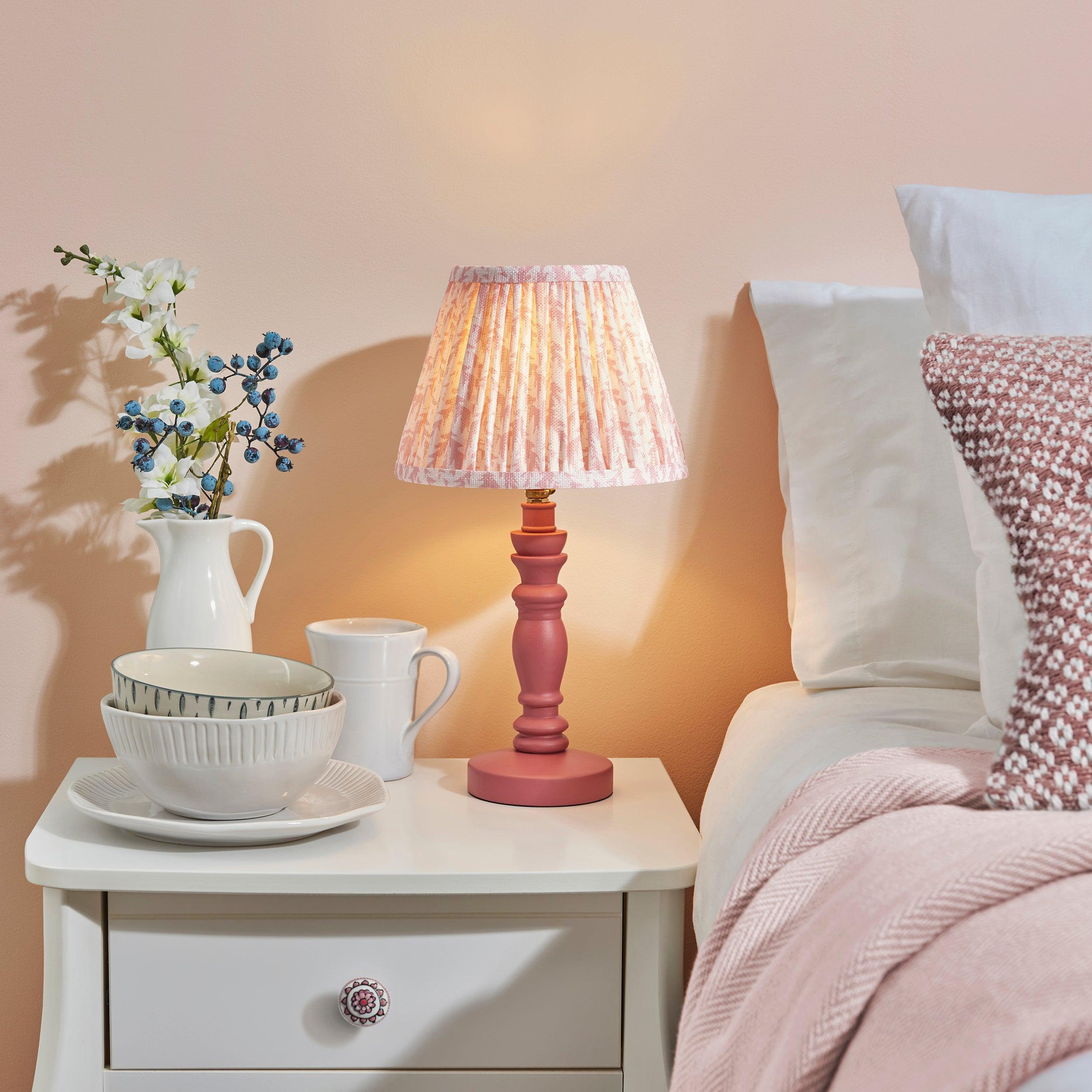 Bibury Pink Table Lamp & Leaf 20cm Peachy Keen Shade