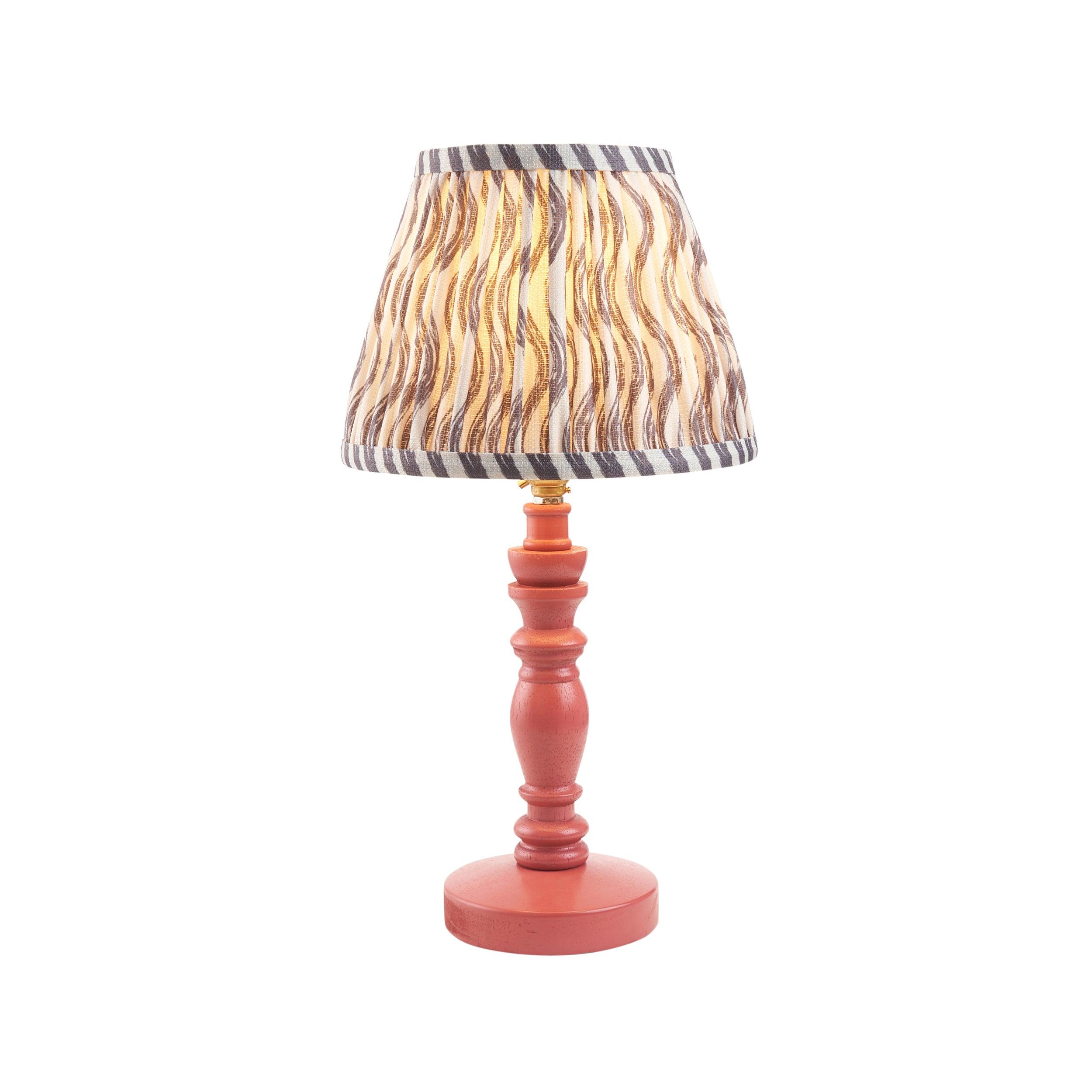 Bibury Pink Table Lamp & Ripple 20cm Pearl Grey Shade