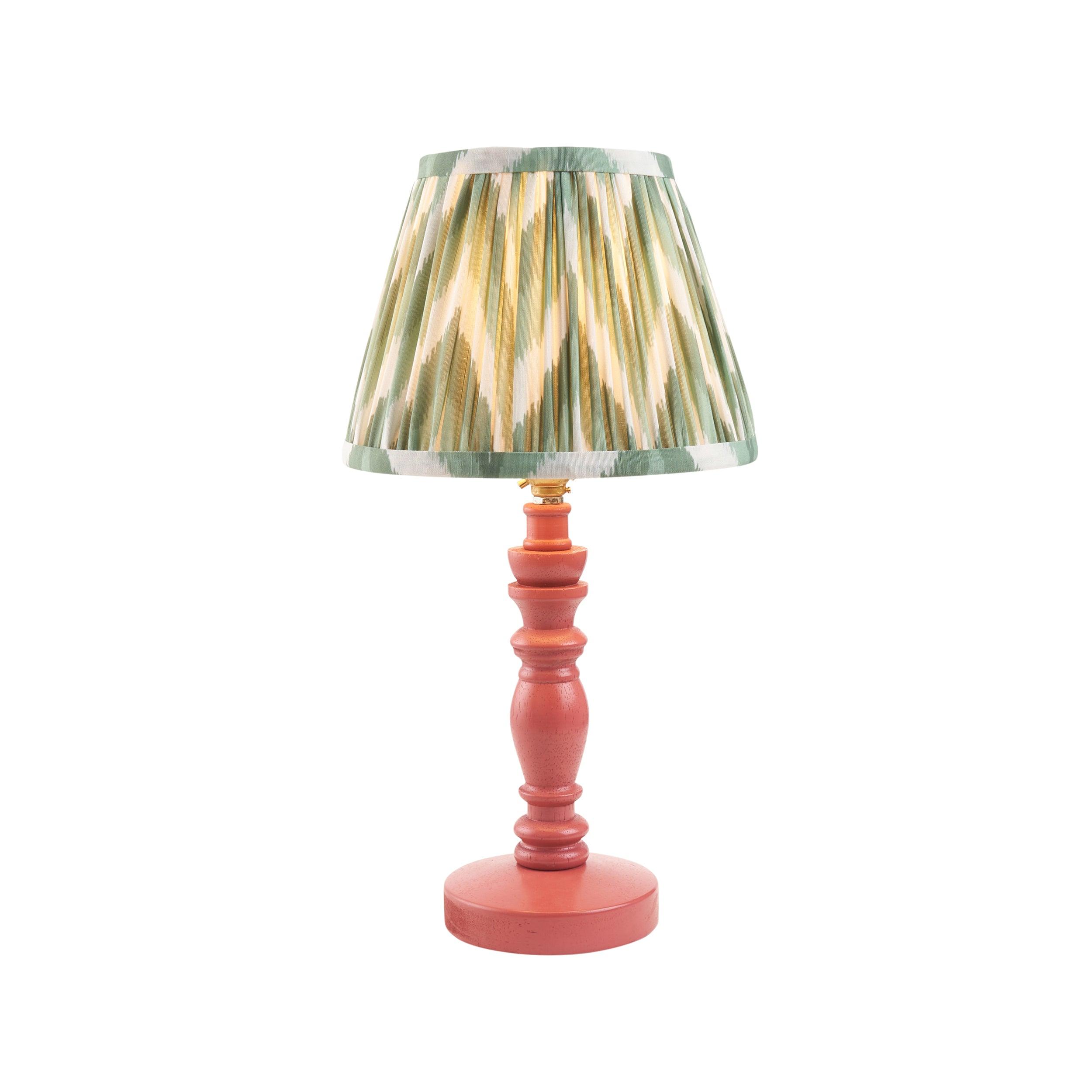 Bibury Pink Table Lamp & Zigzag 20cm Cotswold Green Shade