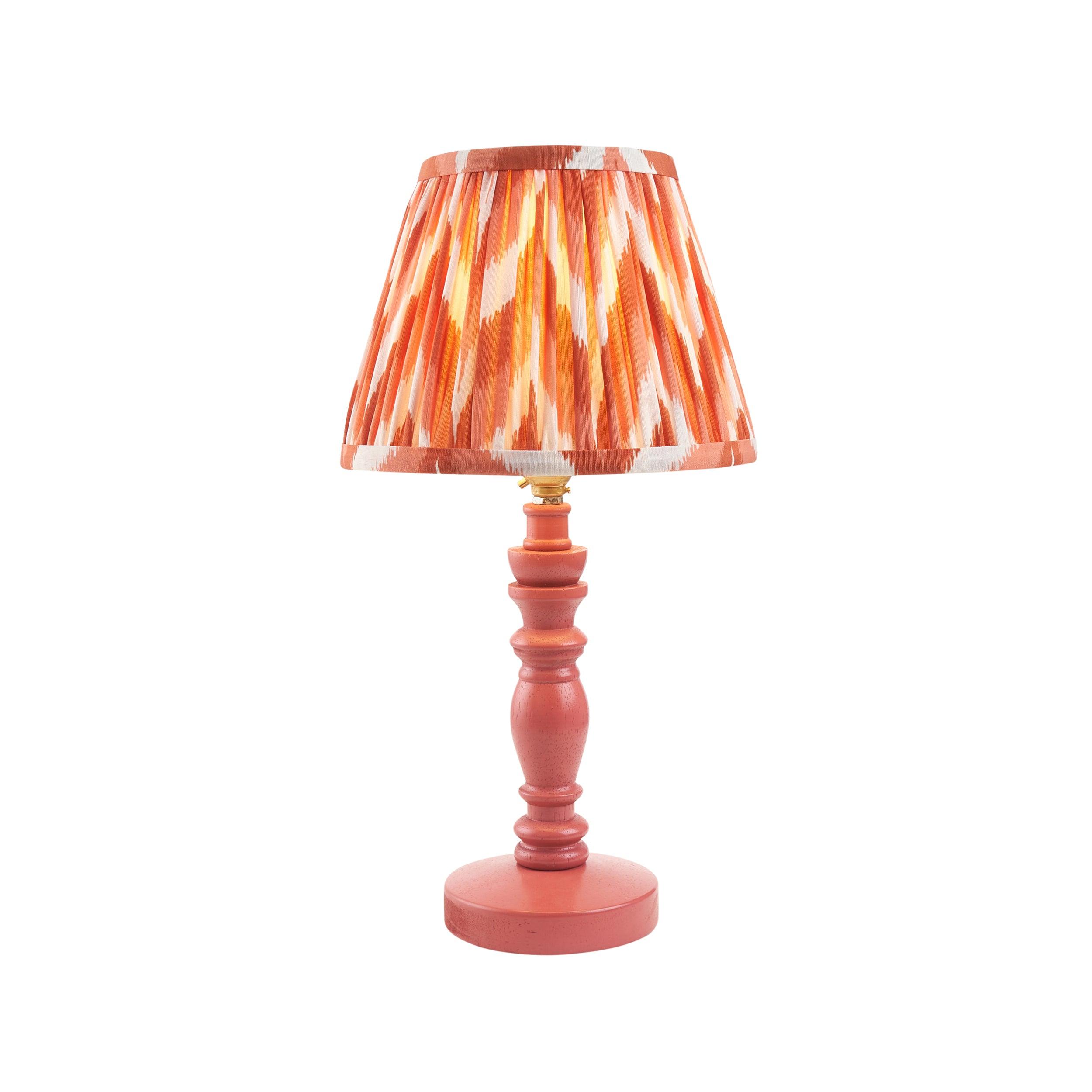 Bibury Pink Table Lamp & Zigzag 20cm Apricot Orange Shade