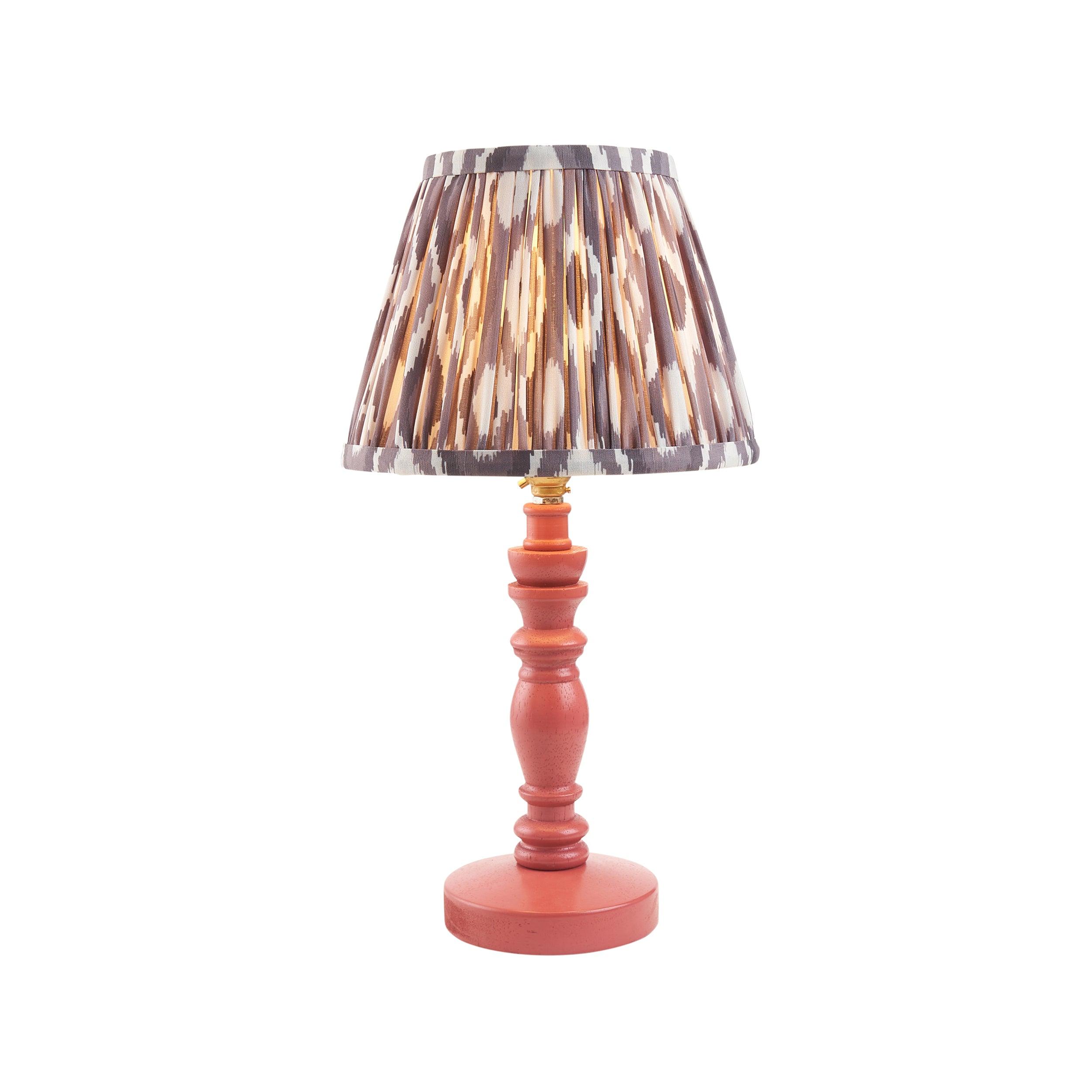 Bibury Pink Table Lamp & Ikat 20cm Pearl Grey Shade