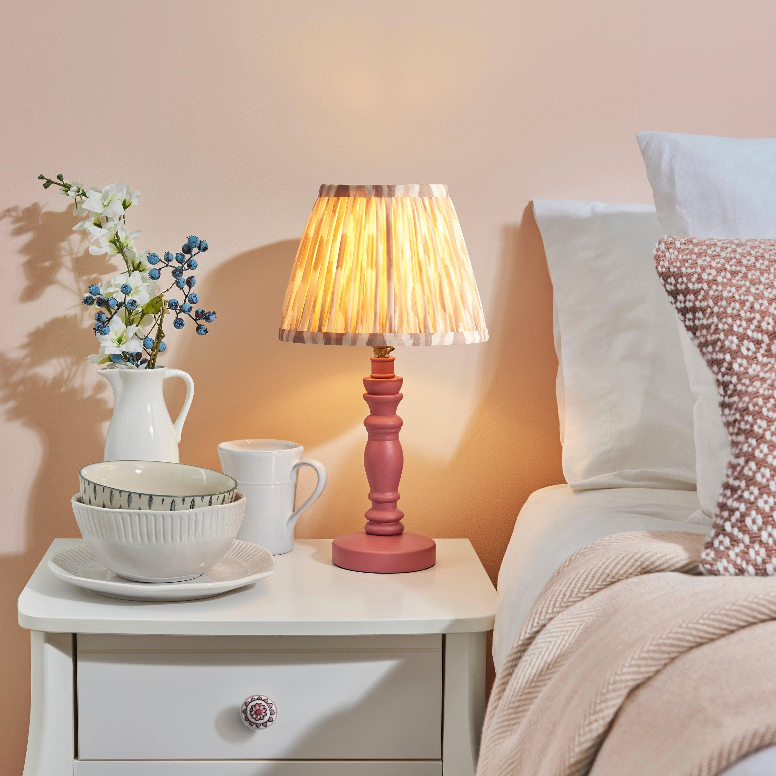 Bibury Pink Table Lamp & Ikat 20cm Neutral Shade