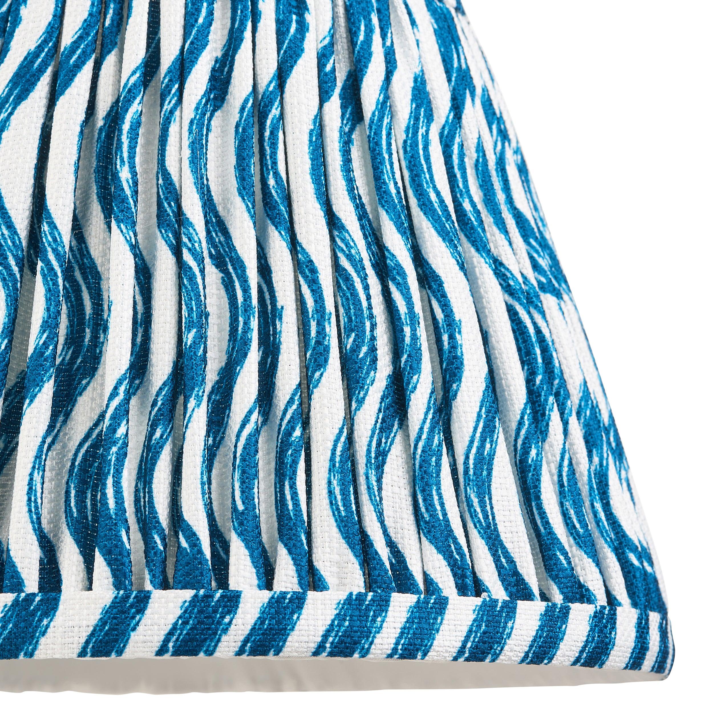 Bibury Wooden Table Lamp & Ripple 20cm Marlin Blue Shade