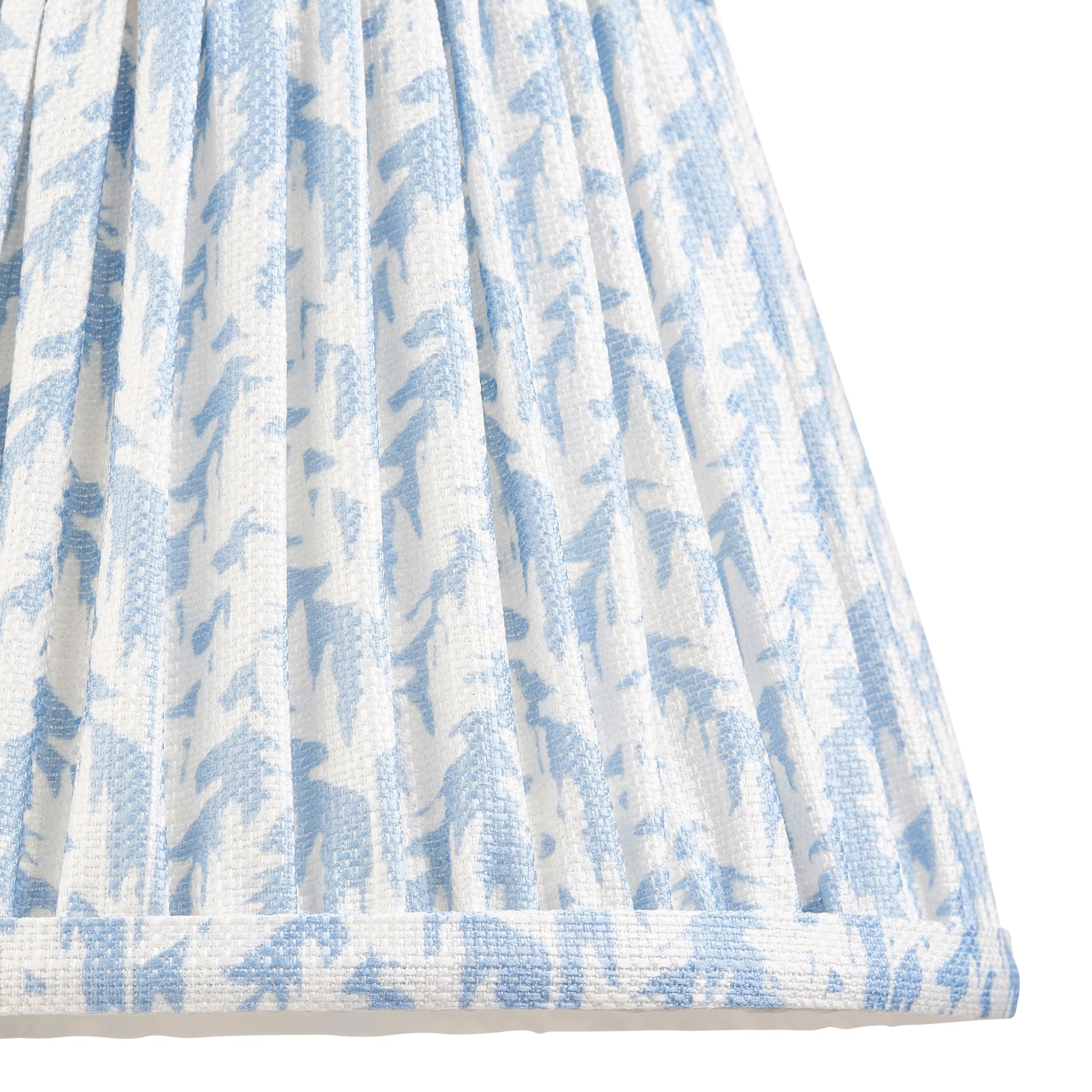 Bibury Wooden Table Lamp & Leaf 20cm Shell Bay Blue Shade