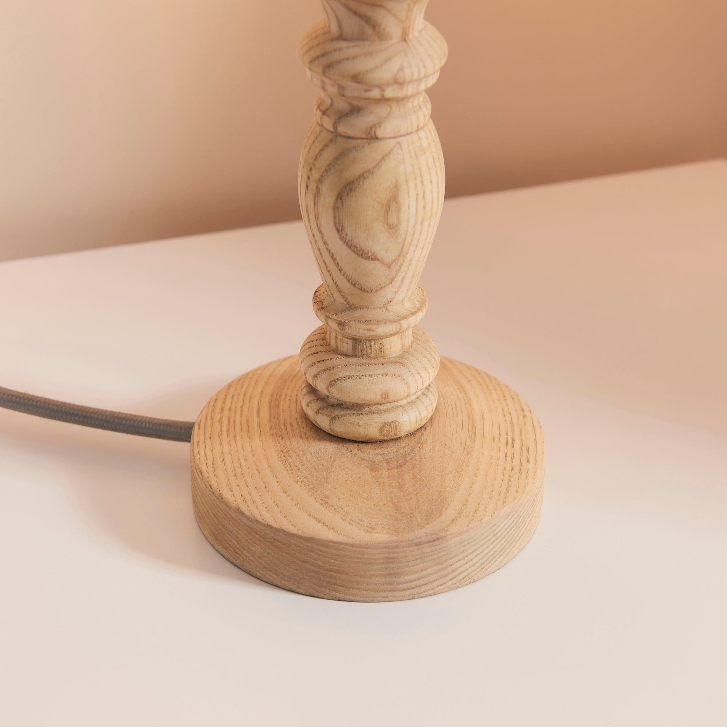 Bibury Wooden Table Lamp & Zigzag 20cm Cotswold Green Shade