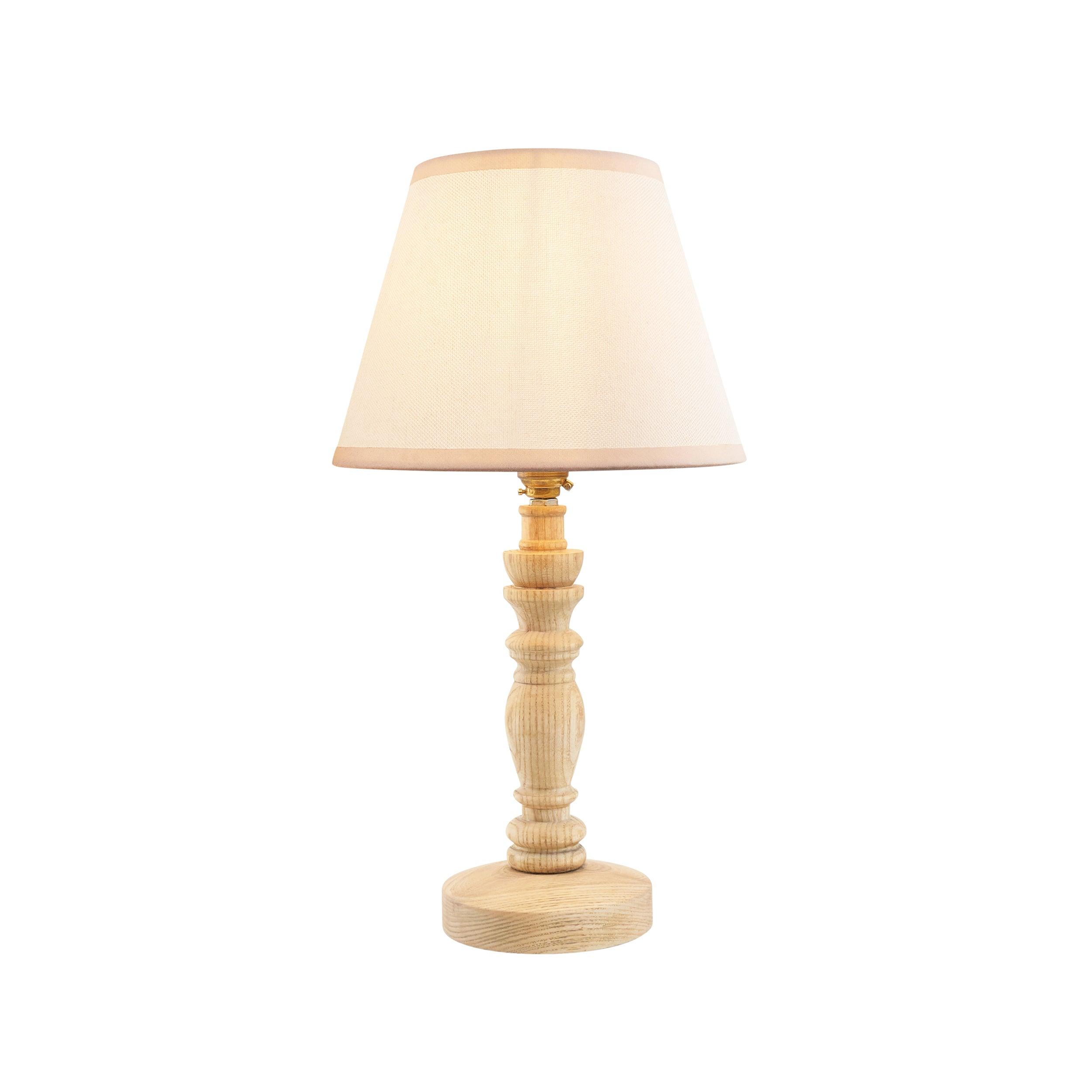 Bibury Wooden Table Lamp & Ivy 20cm Vintage White Shade