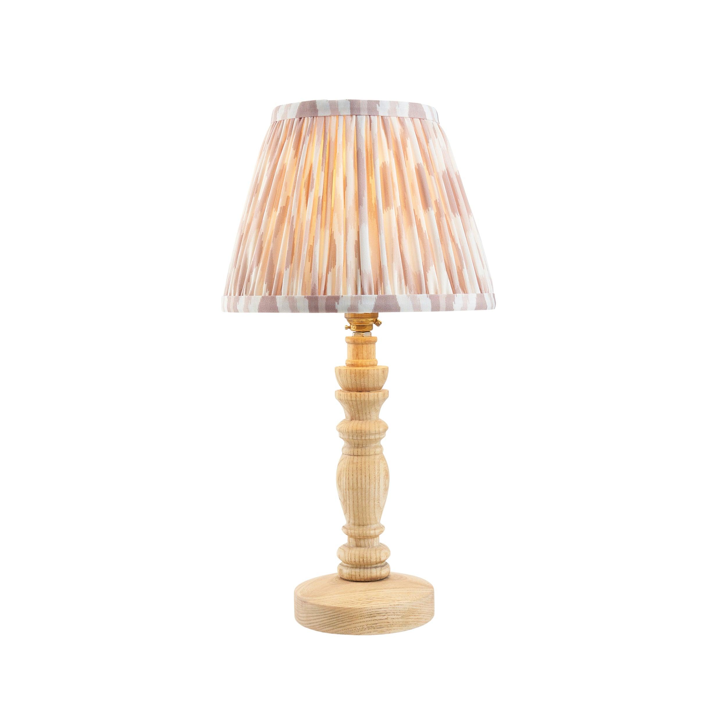 Bibury Wooden Table Lamp & Ikat 20cm Neutral Shade