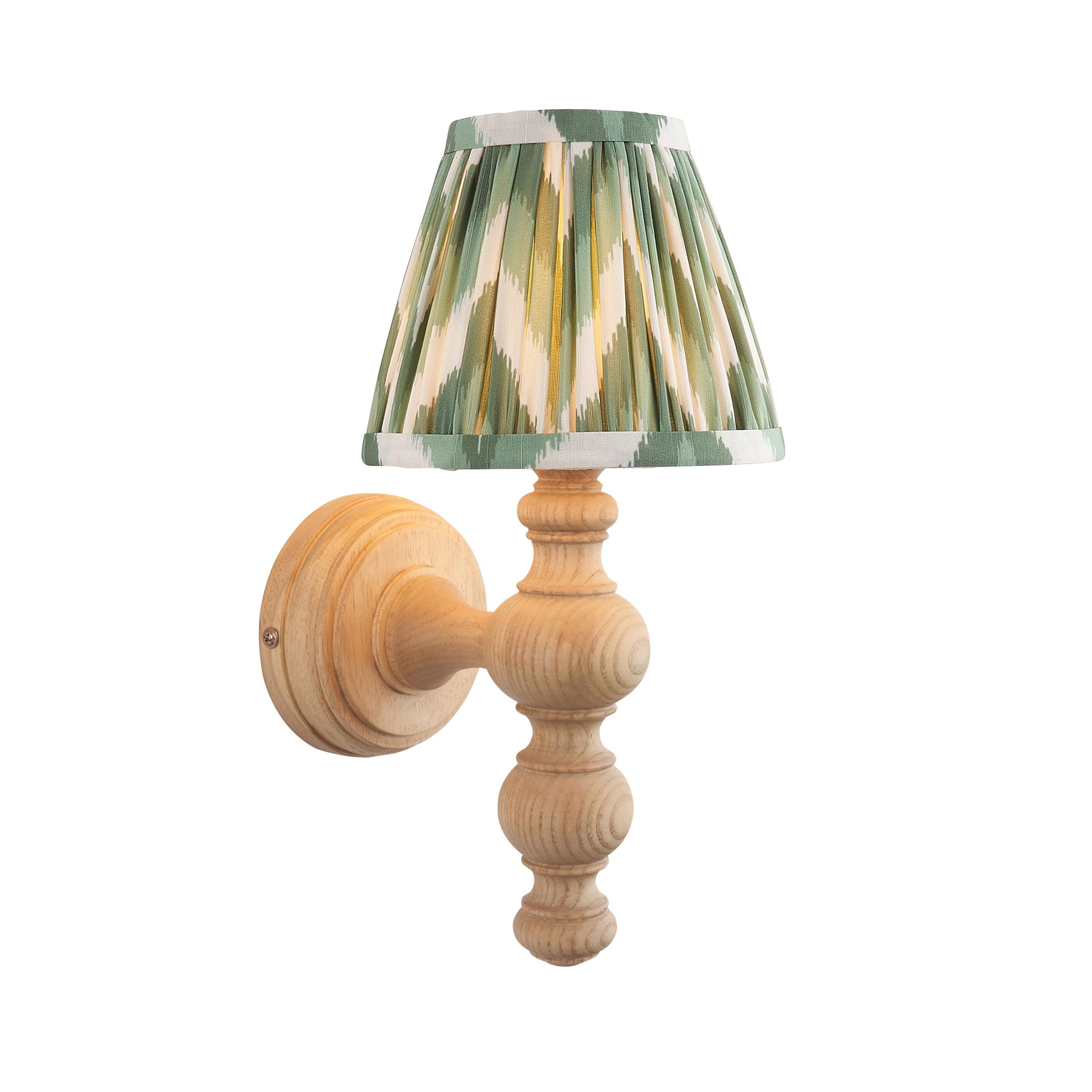 Bibury Wooden Wall Light & Zigzag 16cm Cotswold Green Shade