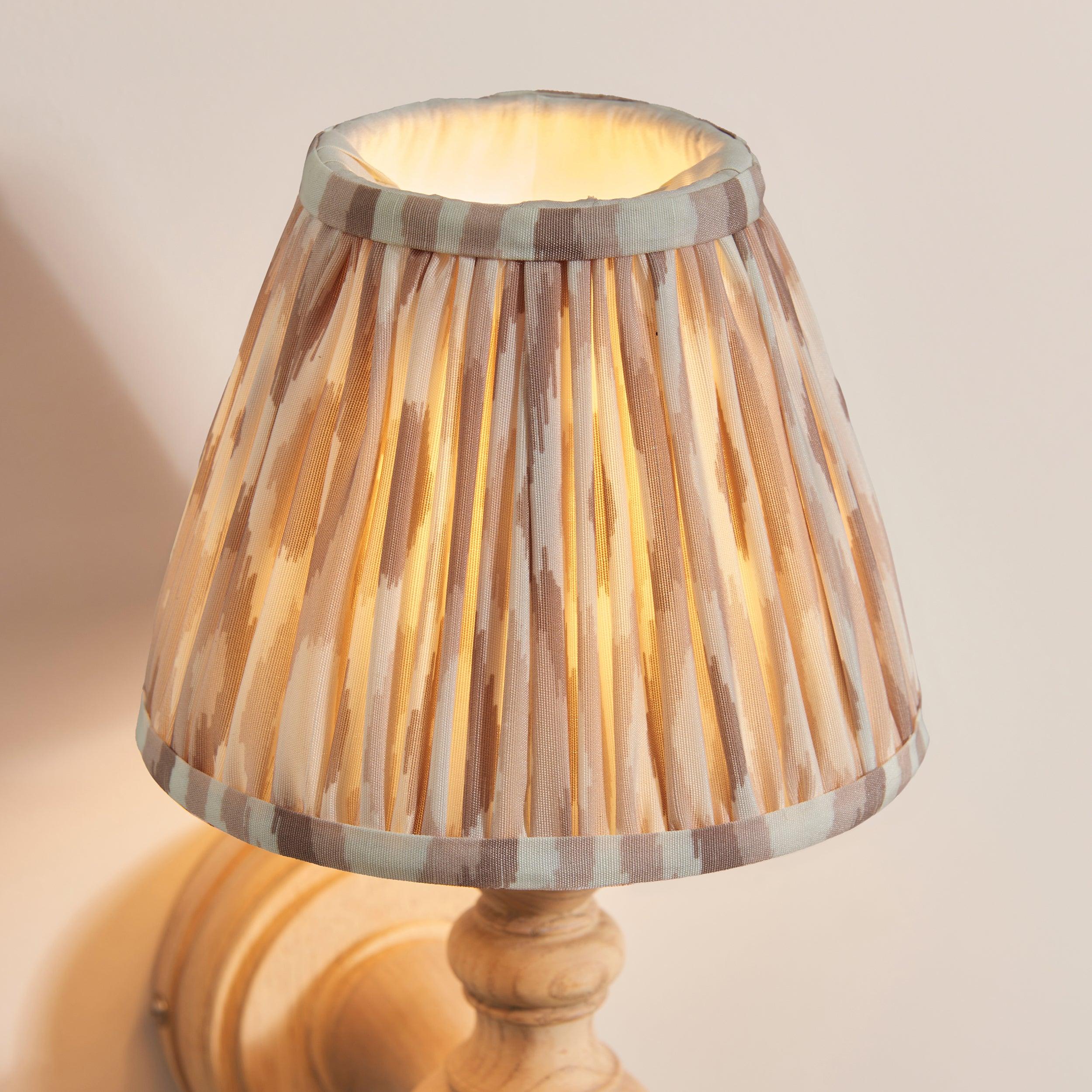 Bibury Wooden Wall Light & Ikat 16cm Neutral Shade