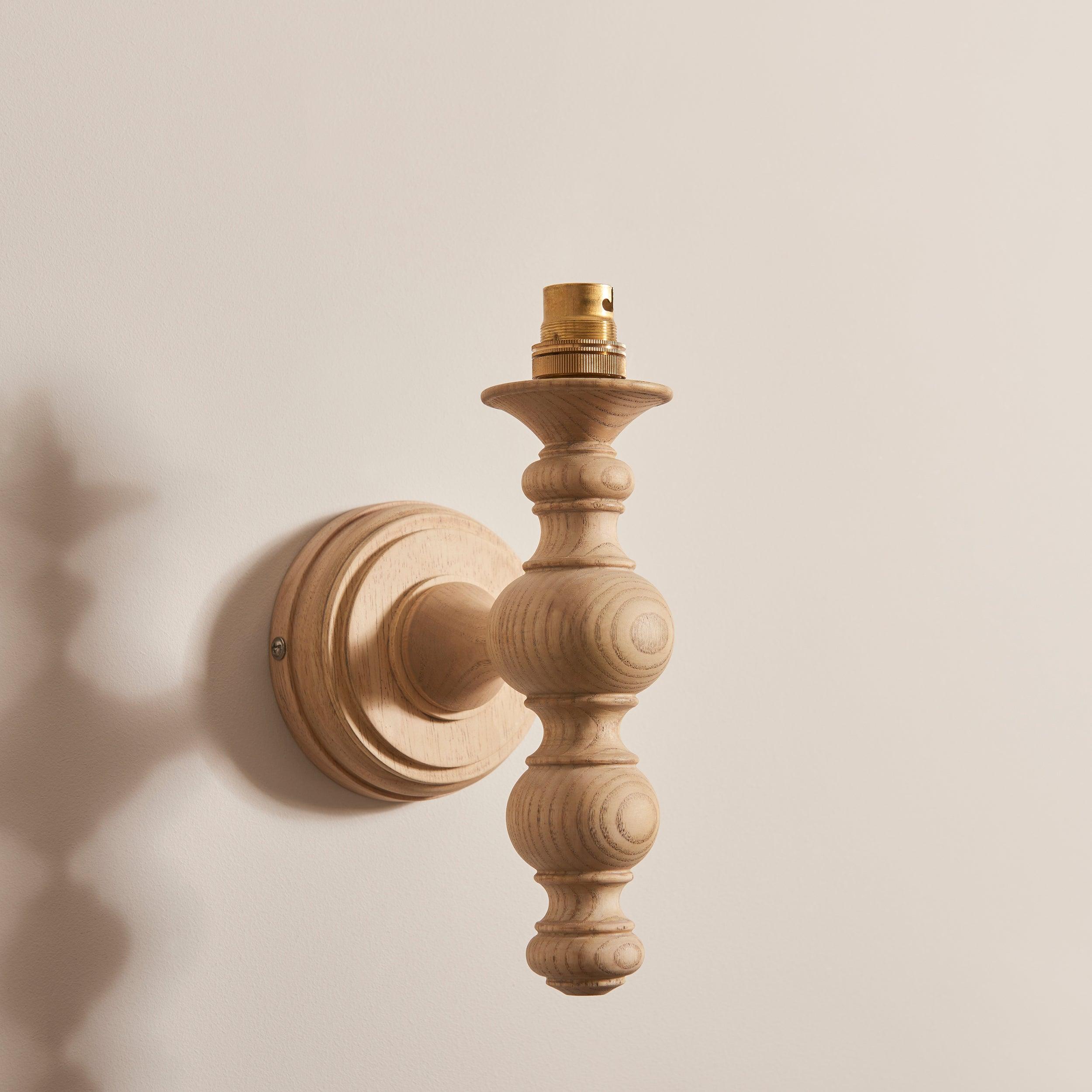 Bibury Wooden Wall Light & Ripple 20cm Marlin Blue Shade