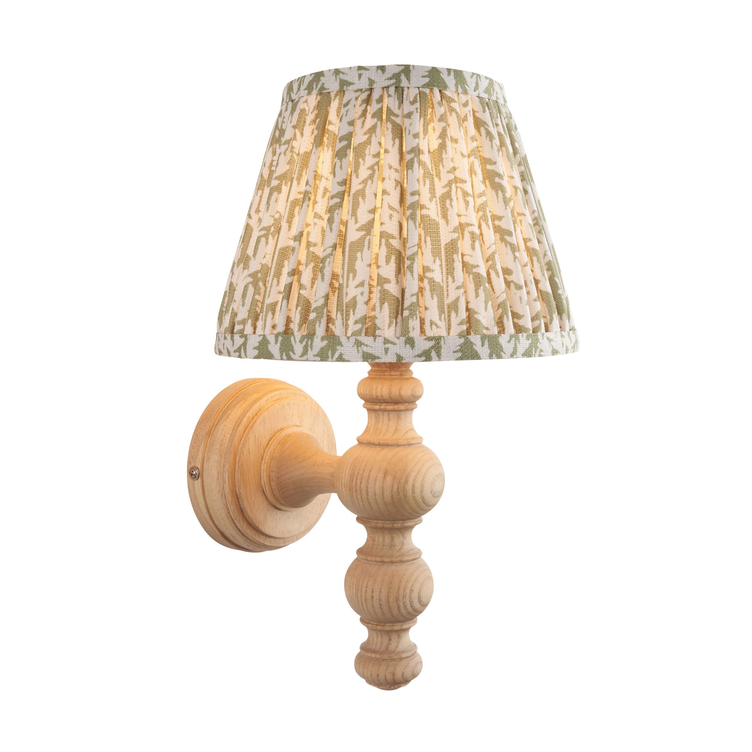 Bibury Wooden Wall Light & Leaf 20cm Herb Garden Green Shade