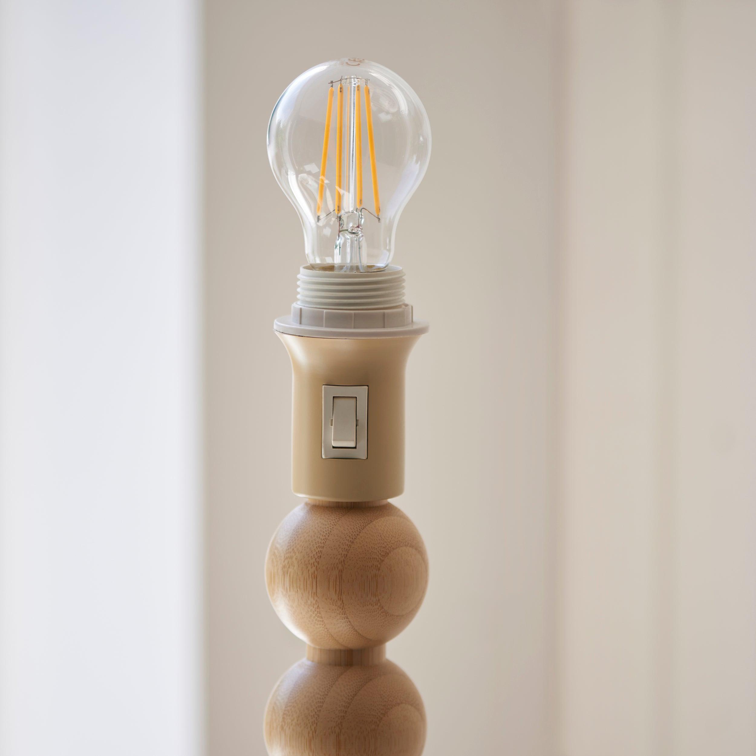 Cane Bamboo Floor Lamp & Zigzag 40cm Apricot Orange Shade