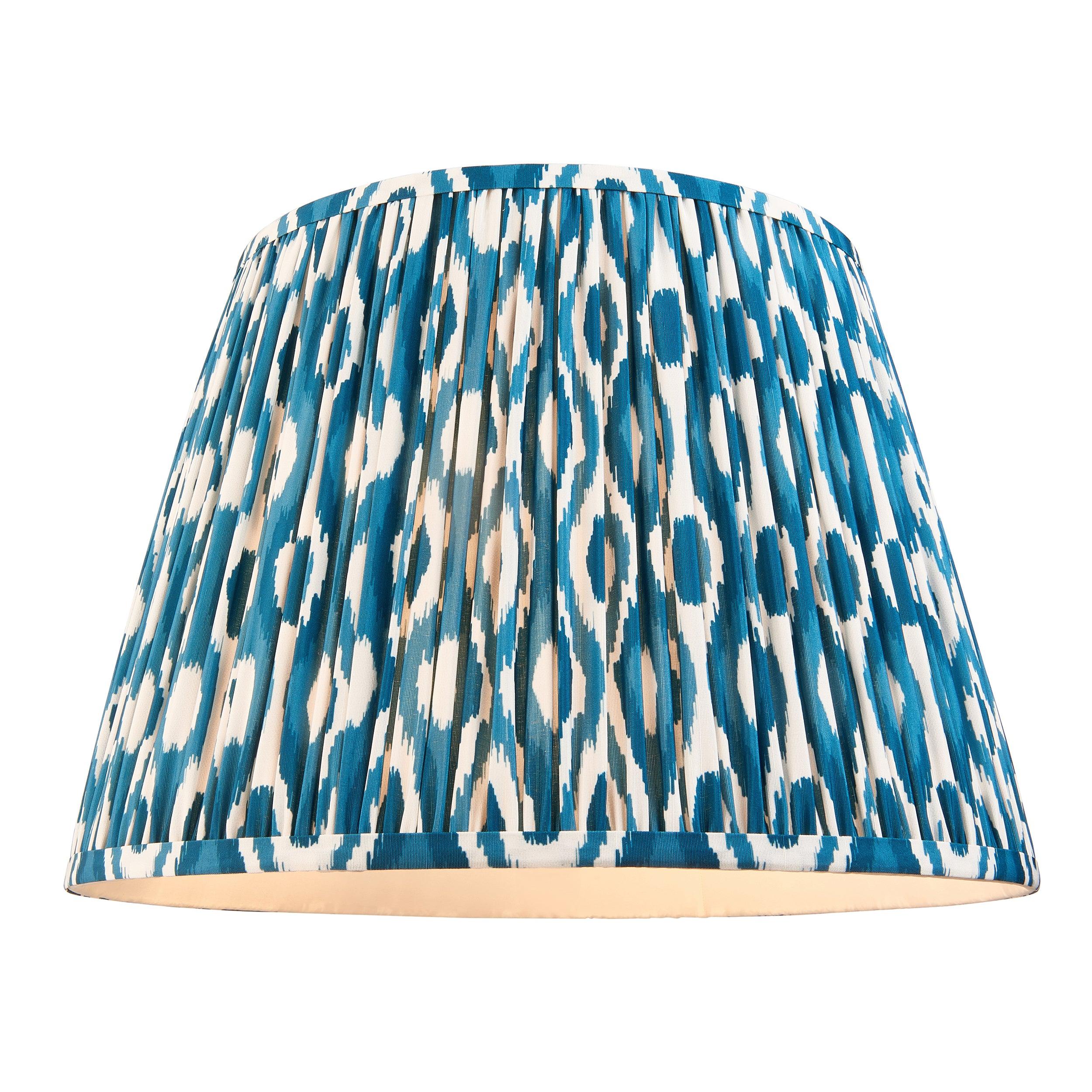 Cane Bamboo Floor Lamp & Ikat 40cm Marlin Blue Shade