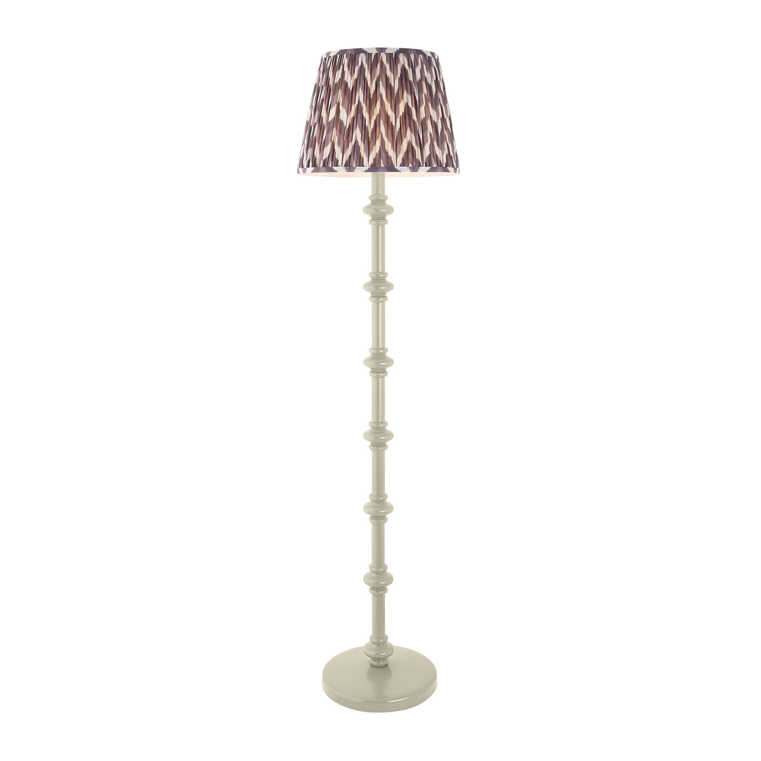 Carnaby White Wooden Floor Lamp & Zigzag 40cm Pearl Grey Shade
