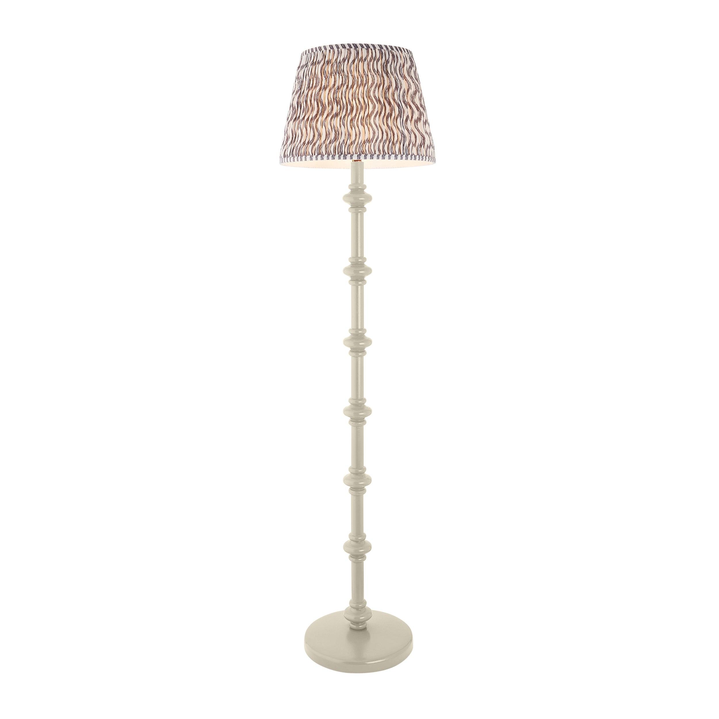 Carnaby White Wooden Floor Lamp & Ripple 40cm Pearl Grey Shade