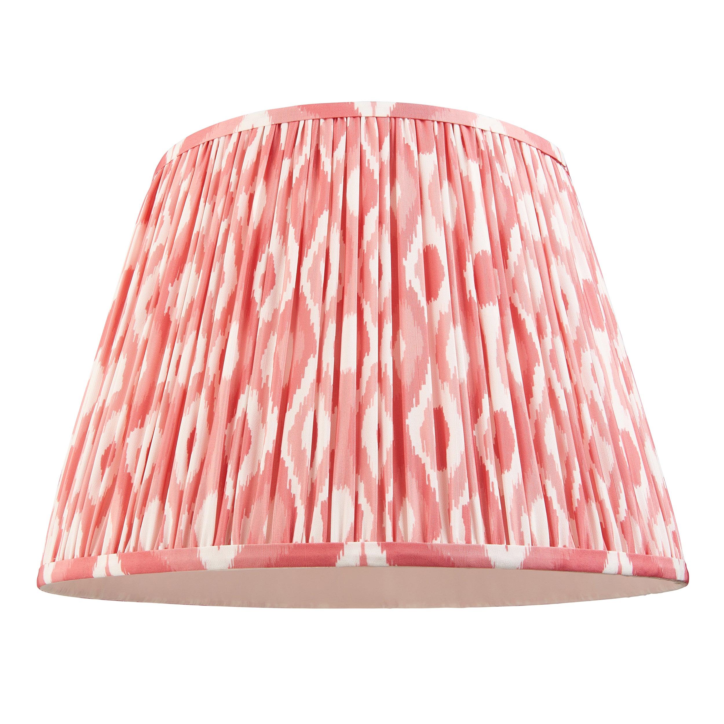 Carnaby Green Wooden Floor Lamp & Ikat 40cm Coral Pink Shade
