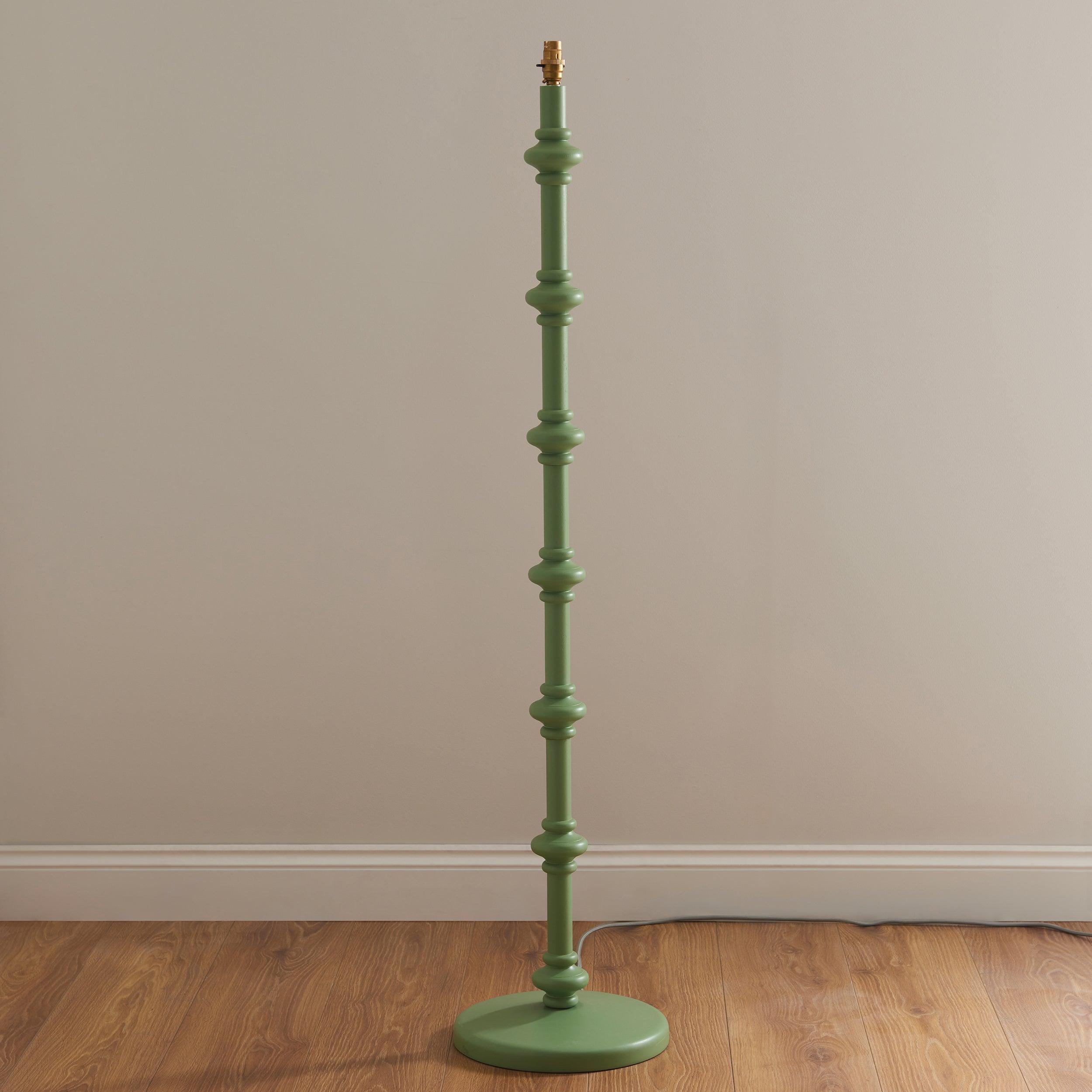 Carnaby Green Wooden Floor Lamp & Zigzag 40cm Cotswold Green Shade