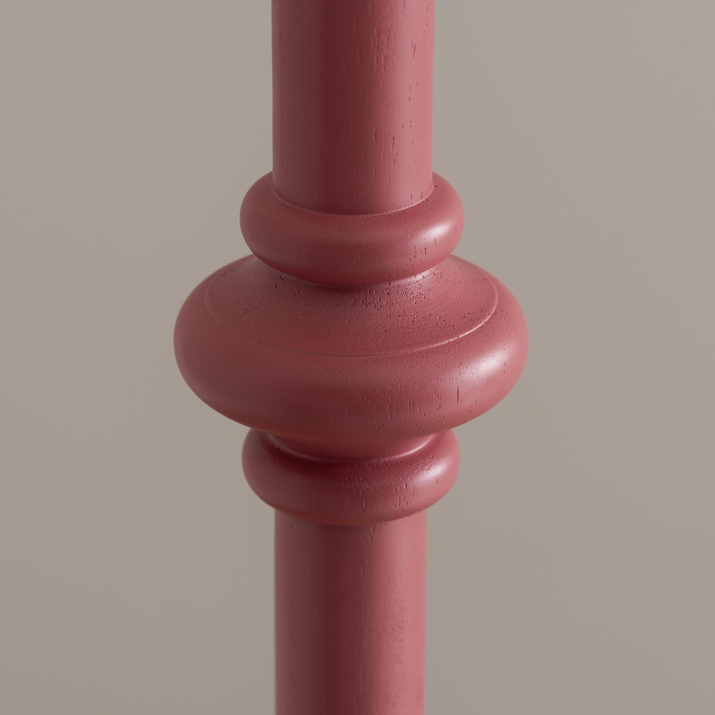 Carnaby Pink Wooden Floor Lamp & Leaf 40cm Pearl Grey Shade