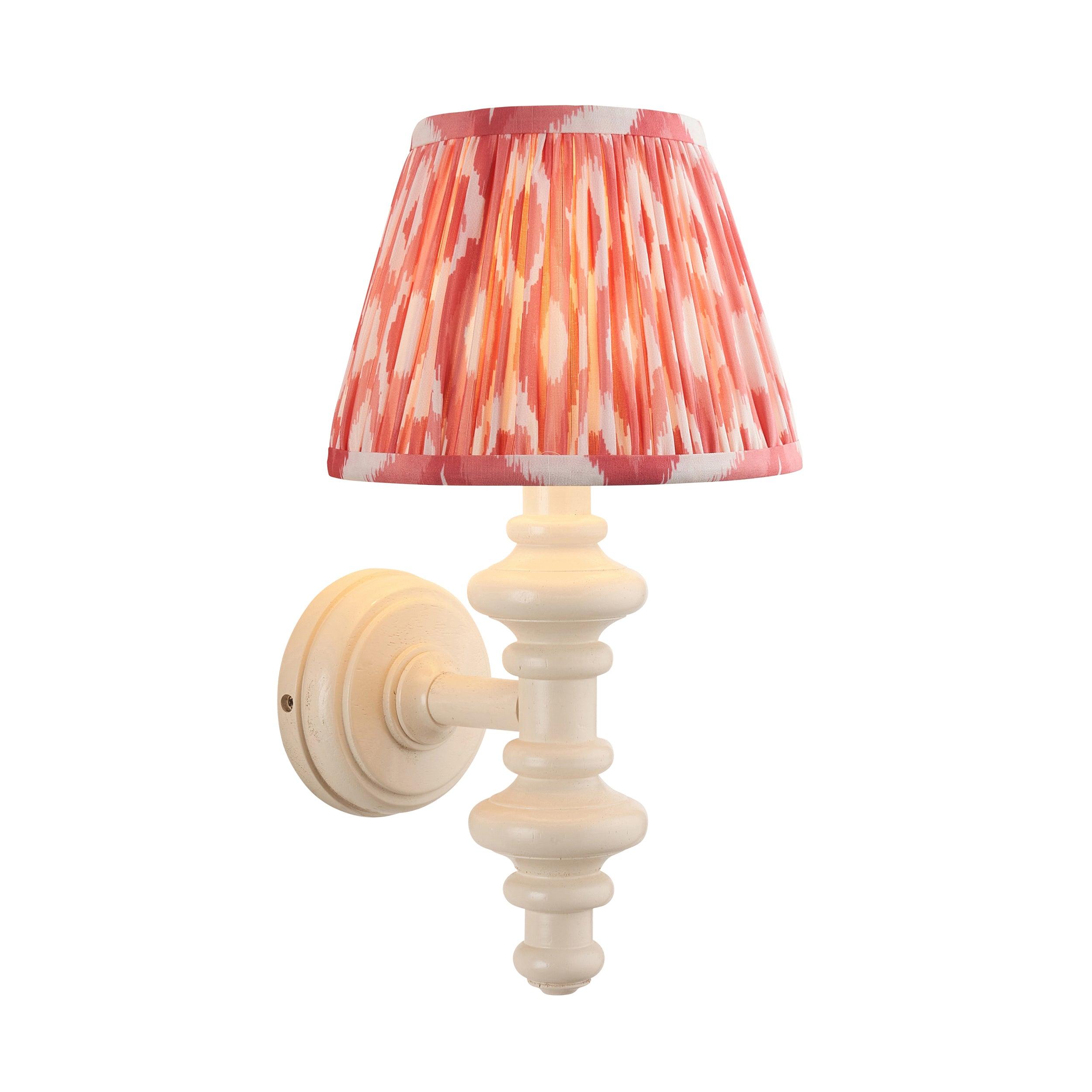 Carnaby White Wall Light & Ikat 20cm Coral Pink Shade