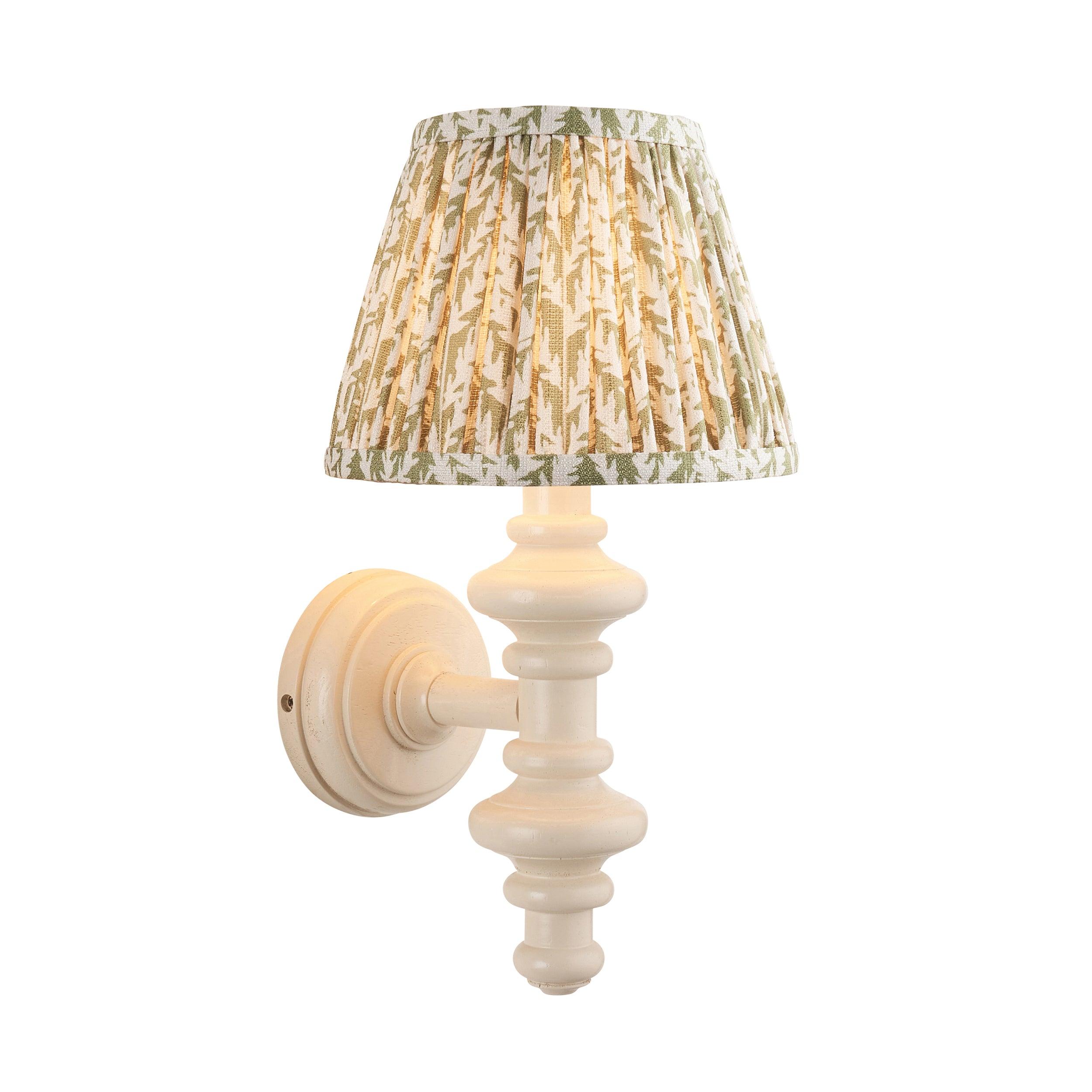 Carnaby White Wall Light & Leaf 20cm Herb Garden Green Shade