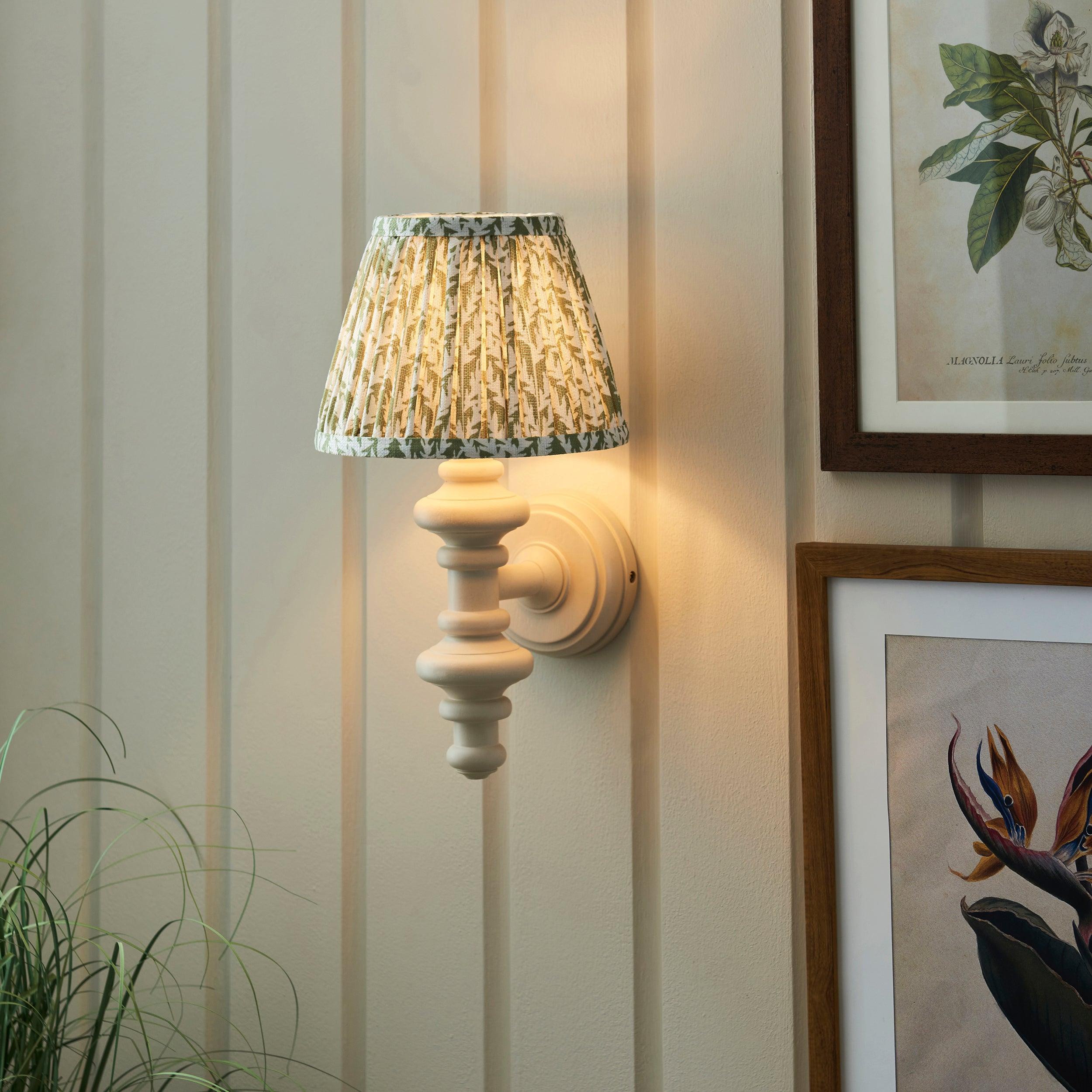 Carnaby White Wooden Wall Light With 20cm Shade