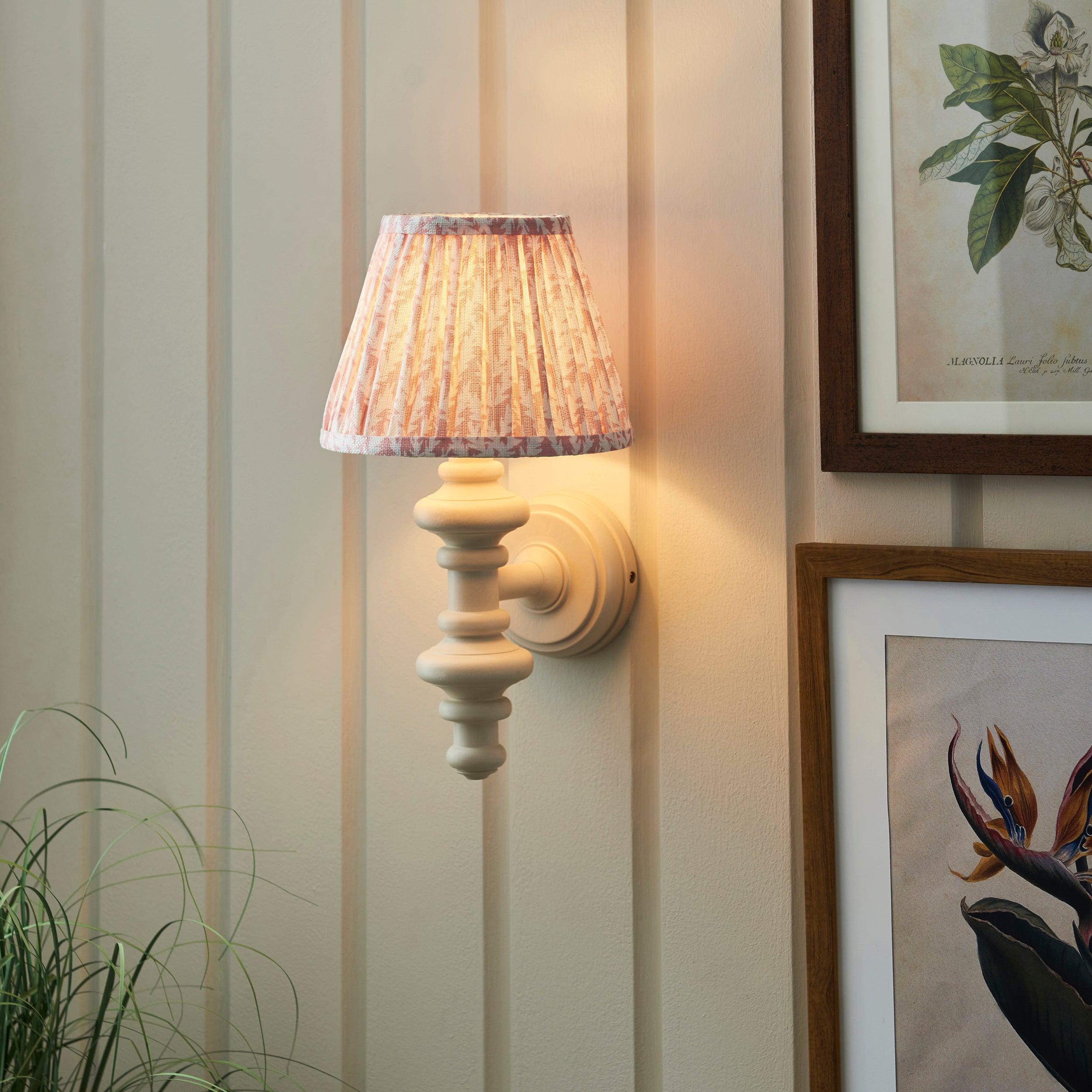 Carnaby White Wooden Wall Light With 20cm Shade
