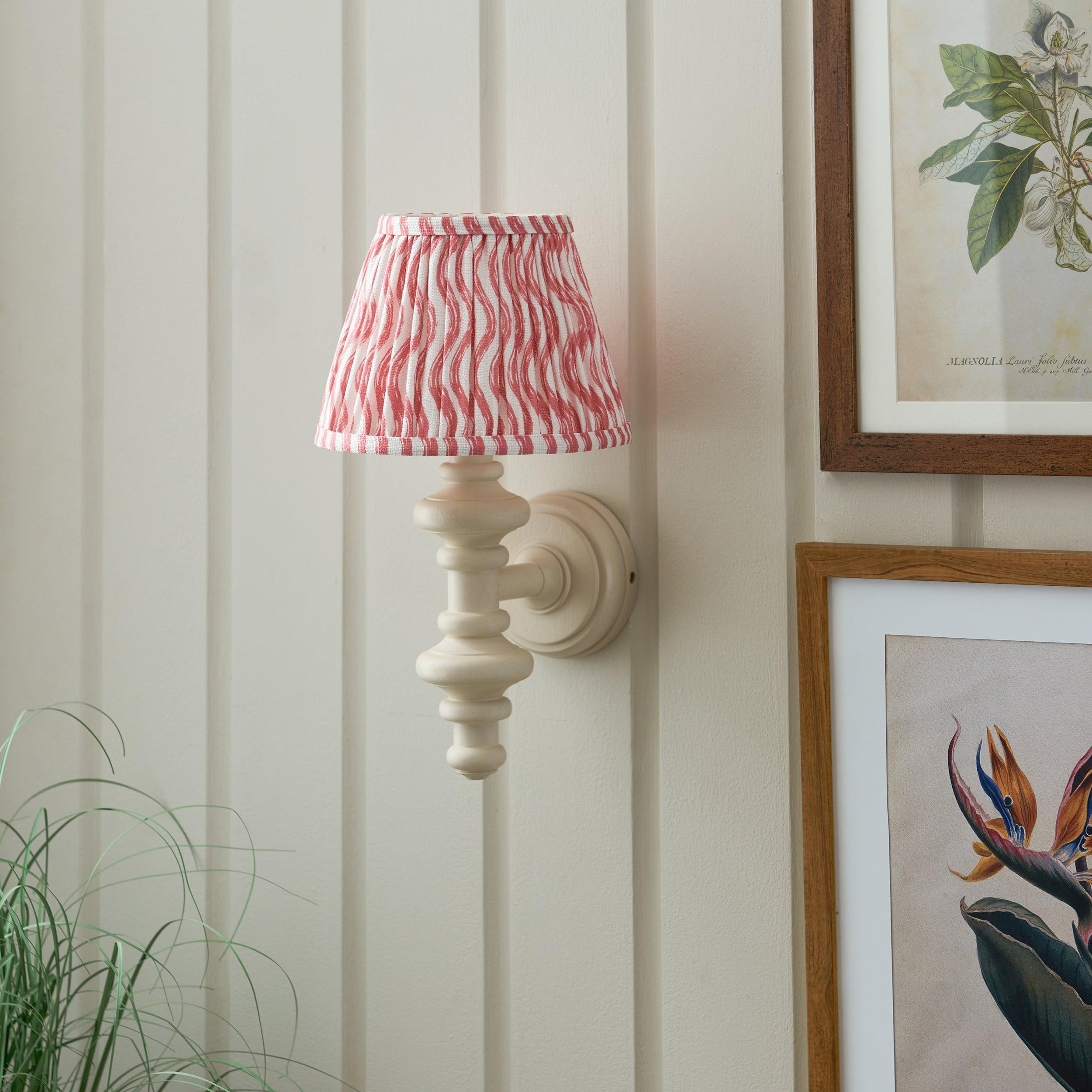 Carnaby White Wall Light & Ripple 20cm Coral Pink Shade