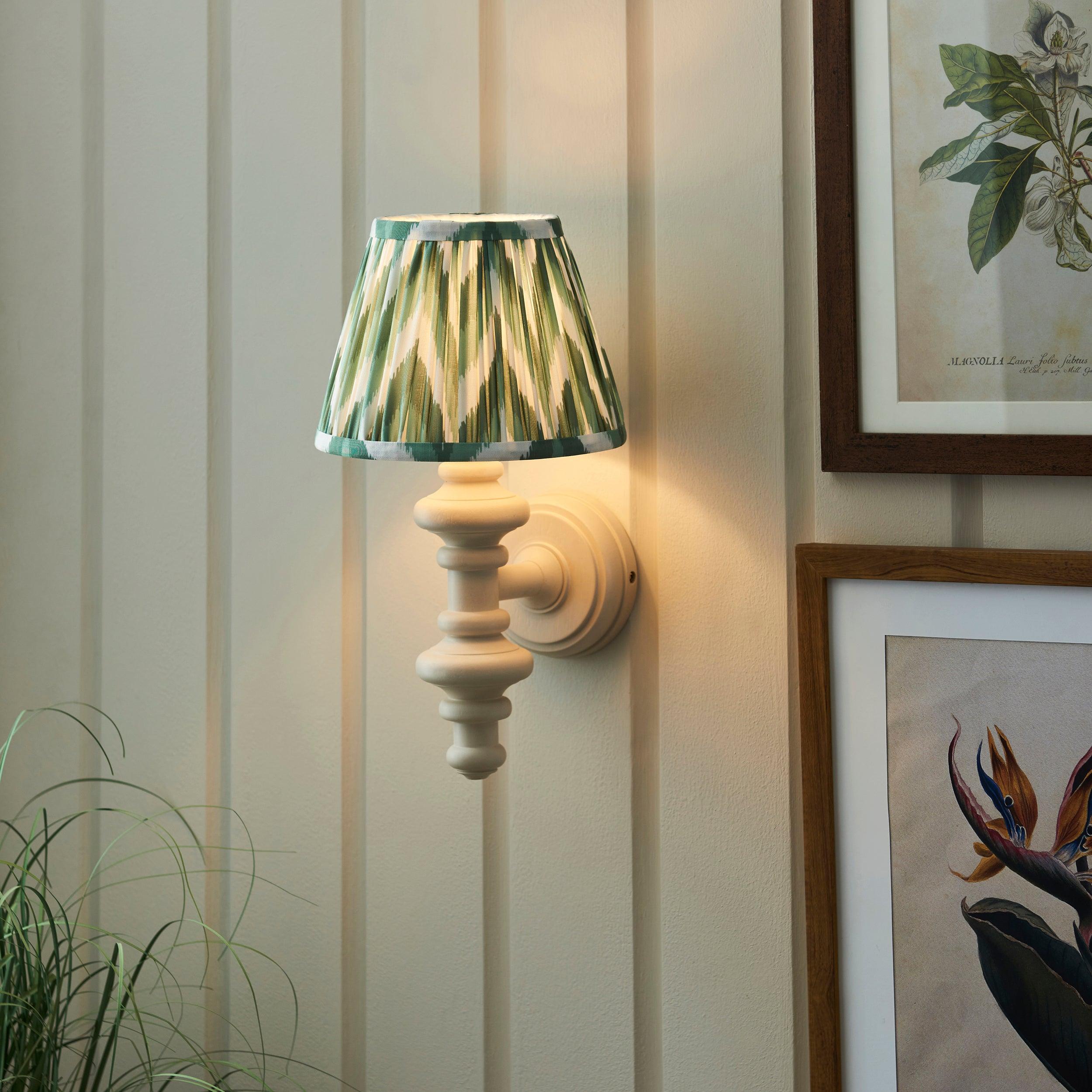Carnaby White Wooden Wall Light With 20cm Shade