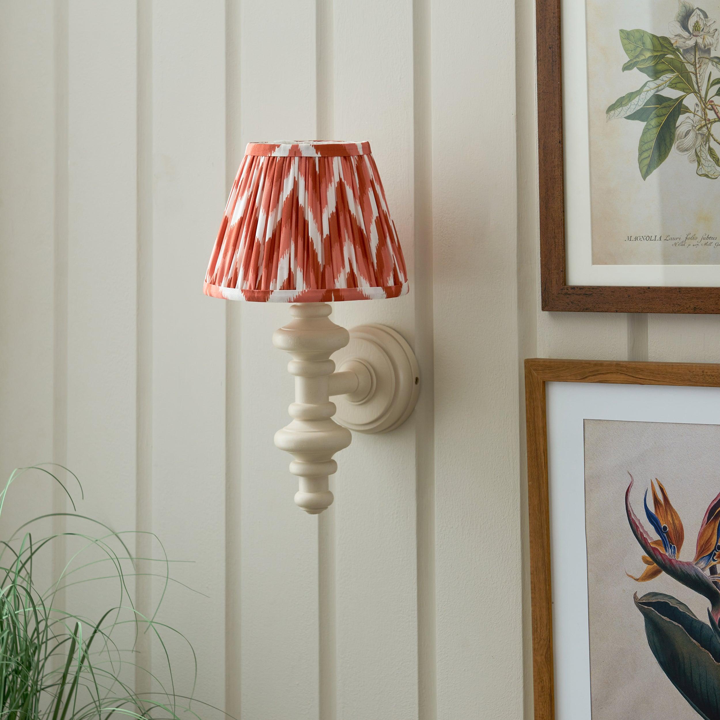 Carnaby White Wall Light & Zigzag 20cm Apricot Orange Shade