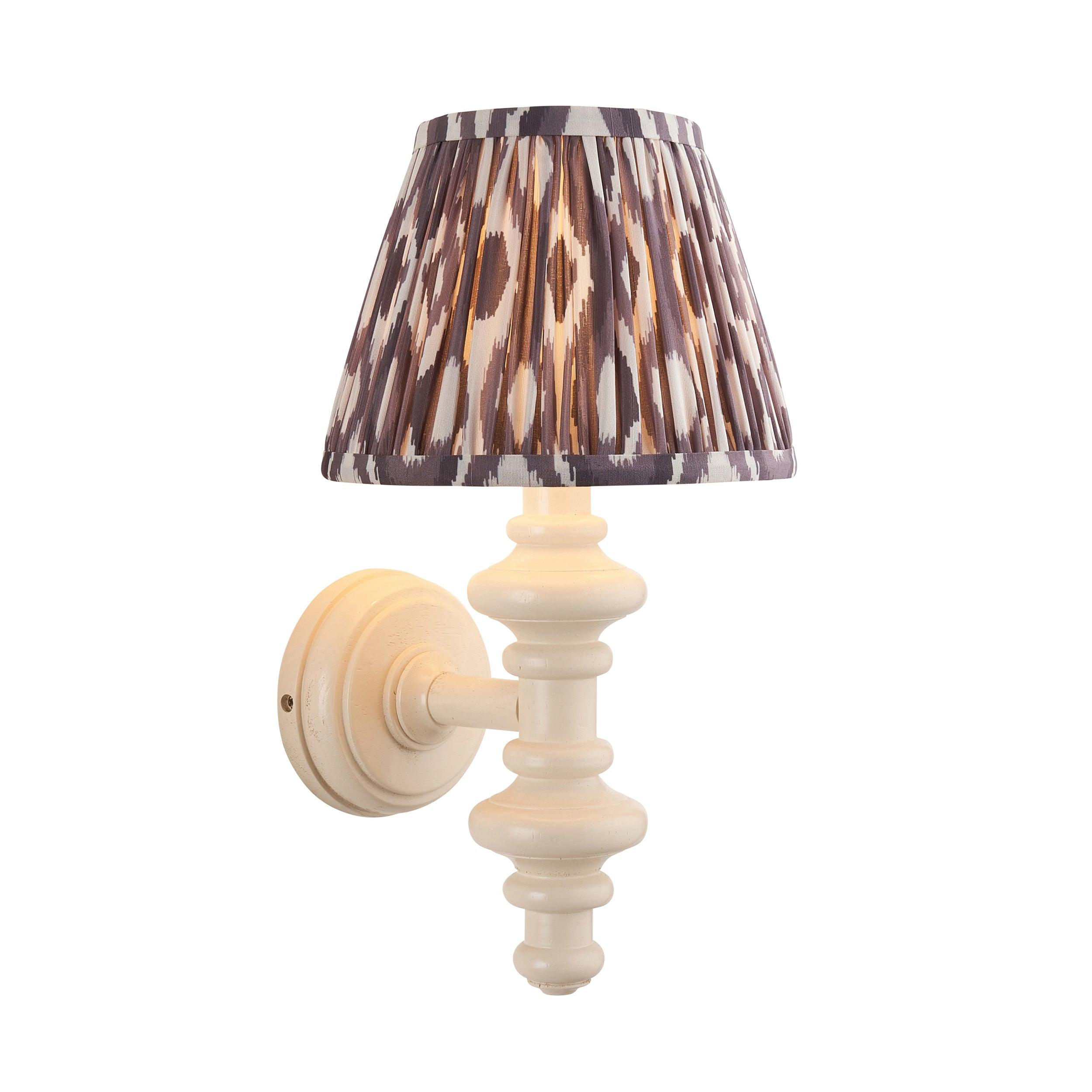 Carnaby White Wall Light & Ikat 20cm Pearl Grey Shade