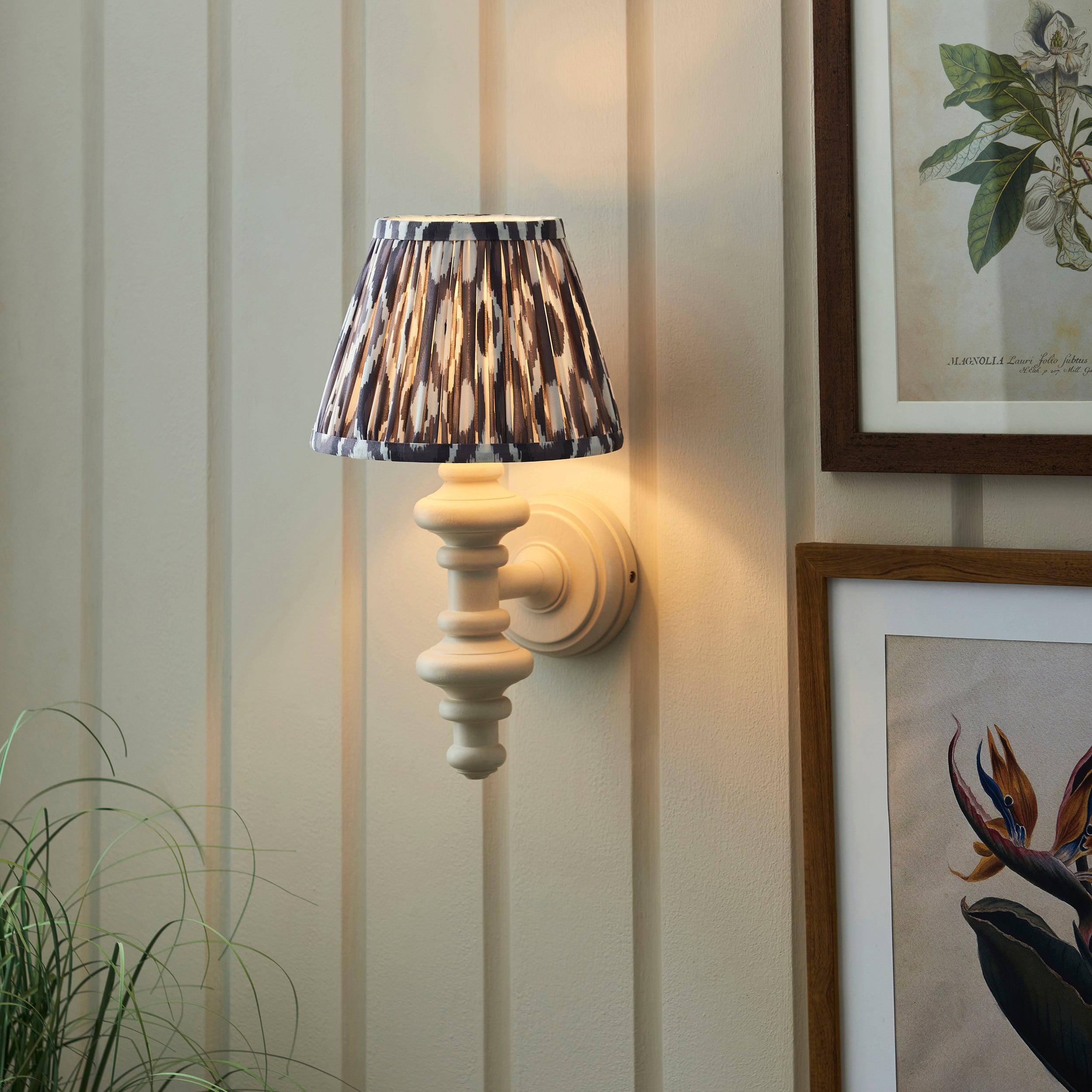 Carnaby White Wooden Wall Light With 20cm Shade