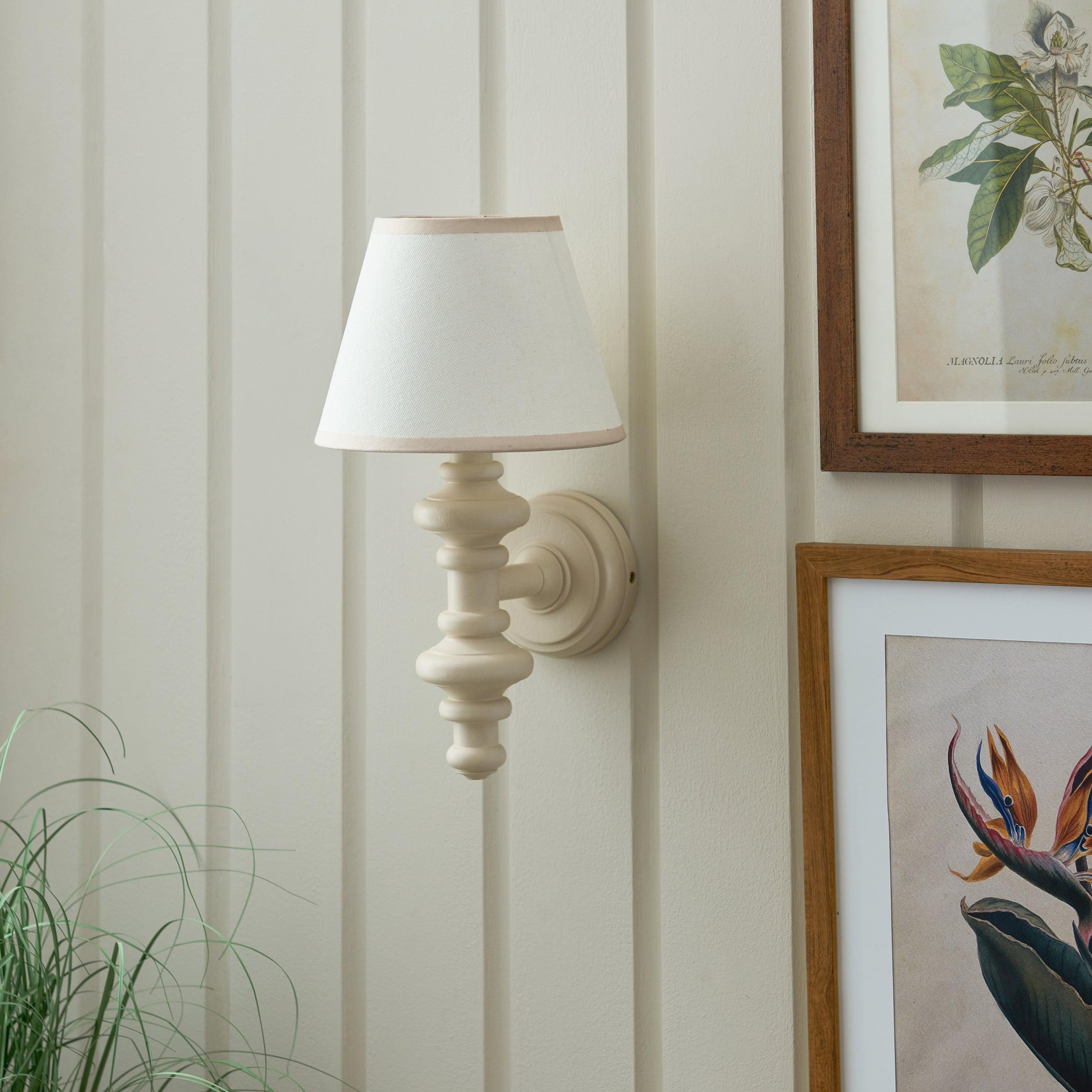 Carnaby White Wall Light & Ivy 20cm Vintage white Shade